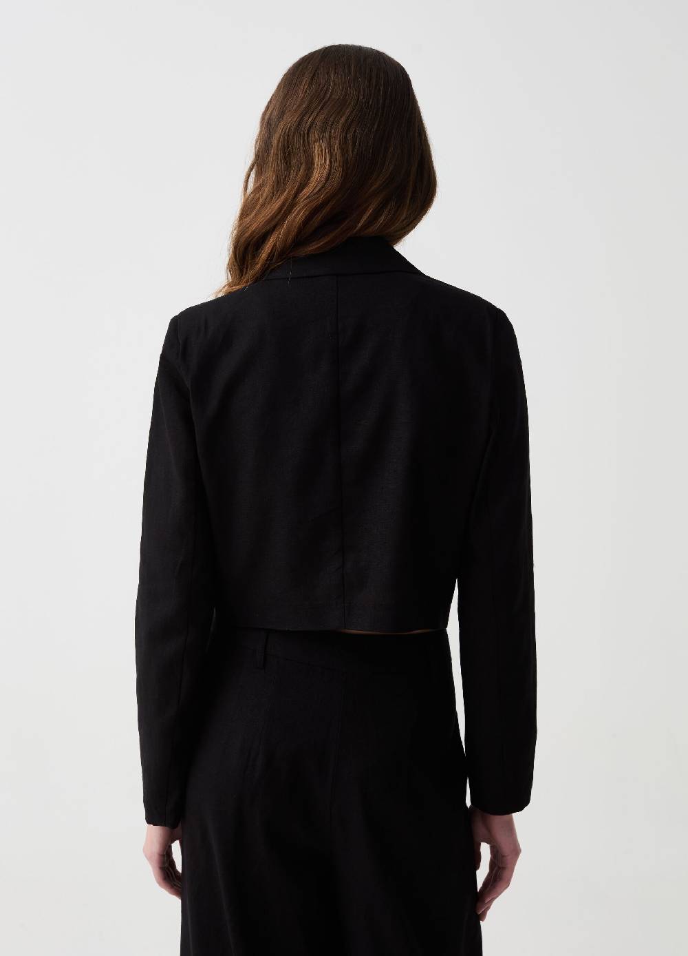 Ovs Blazer Cropped In Lino E Viscosa