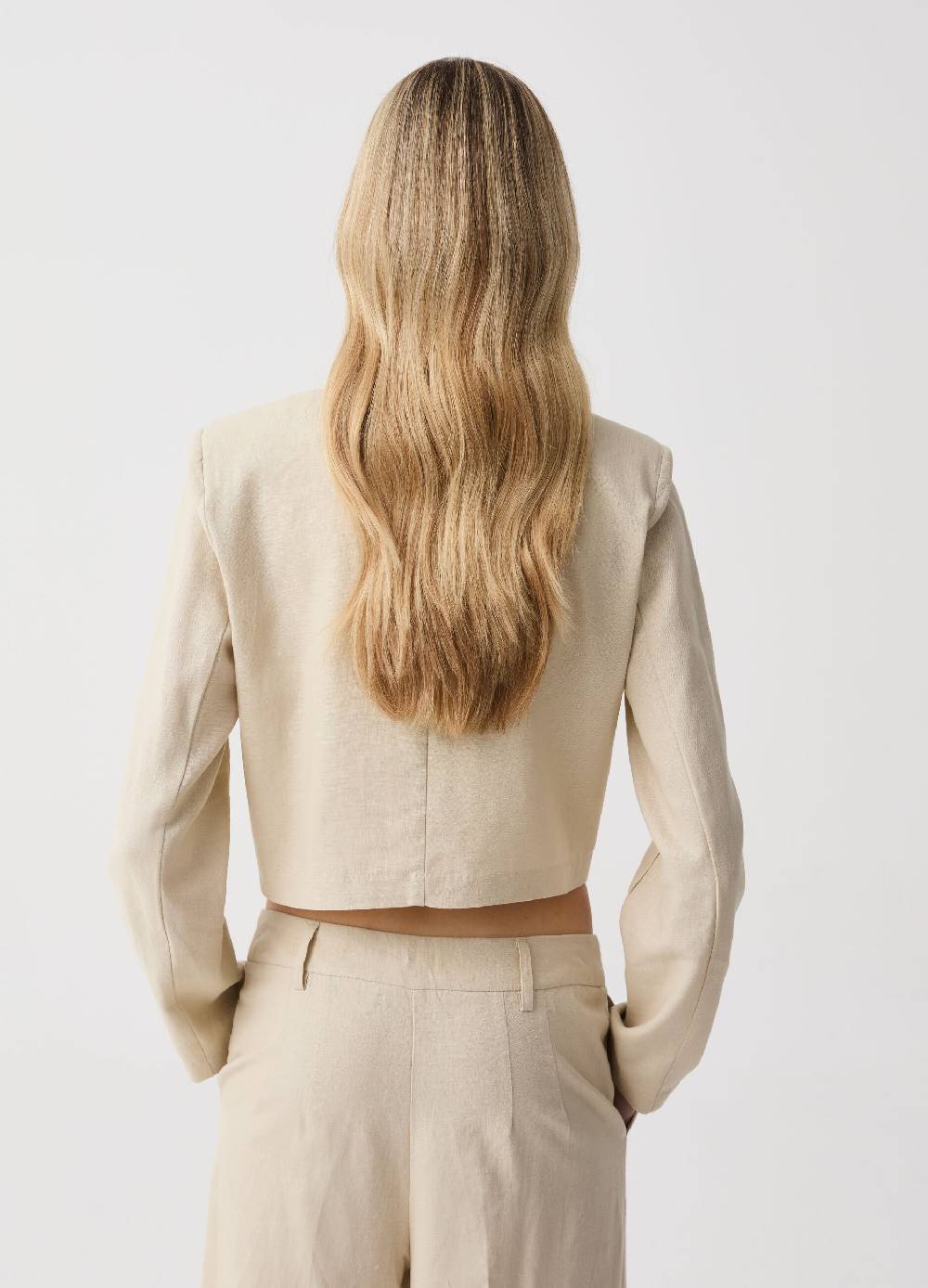 Ovs Blazer Cropped In Lino E Viscosa