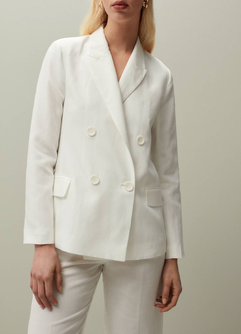 Ovs Blazer Doppiopetto In Lyocell E Lino