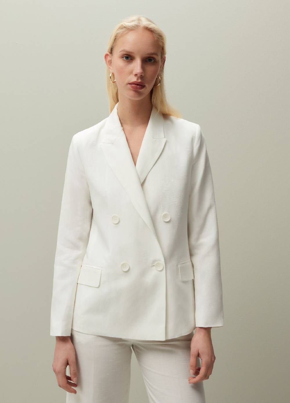 Ovs Blazer doppiopetto in Lyocell e lino