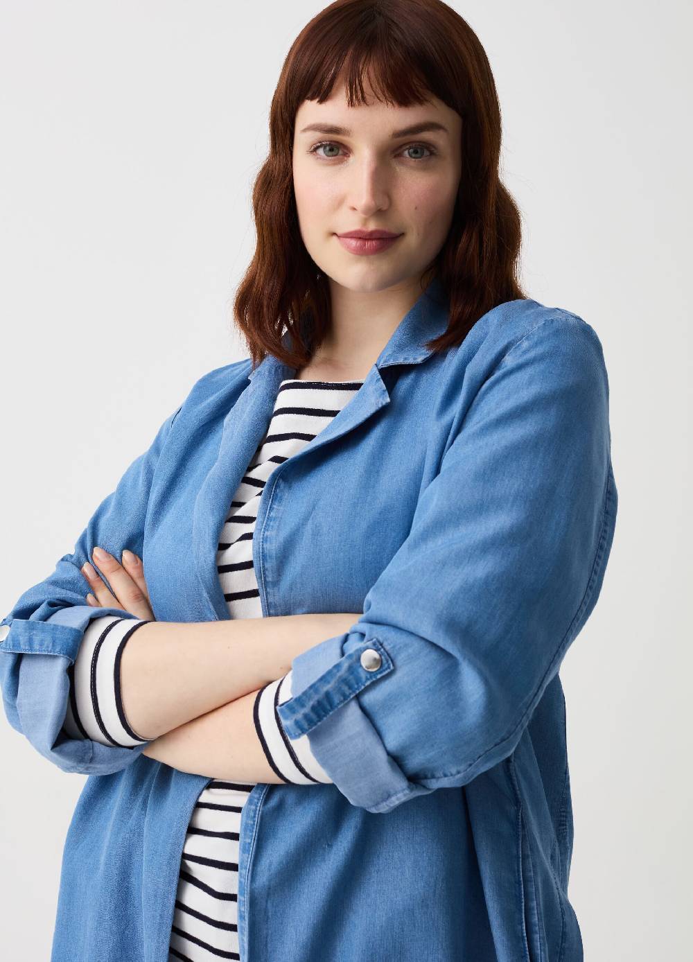 Ovs Blazer Fluido Aperto Effetto Denim Curvy