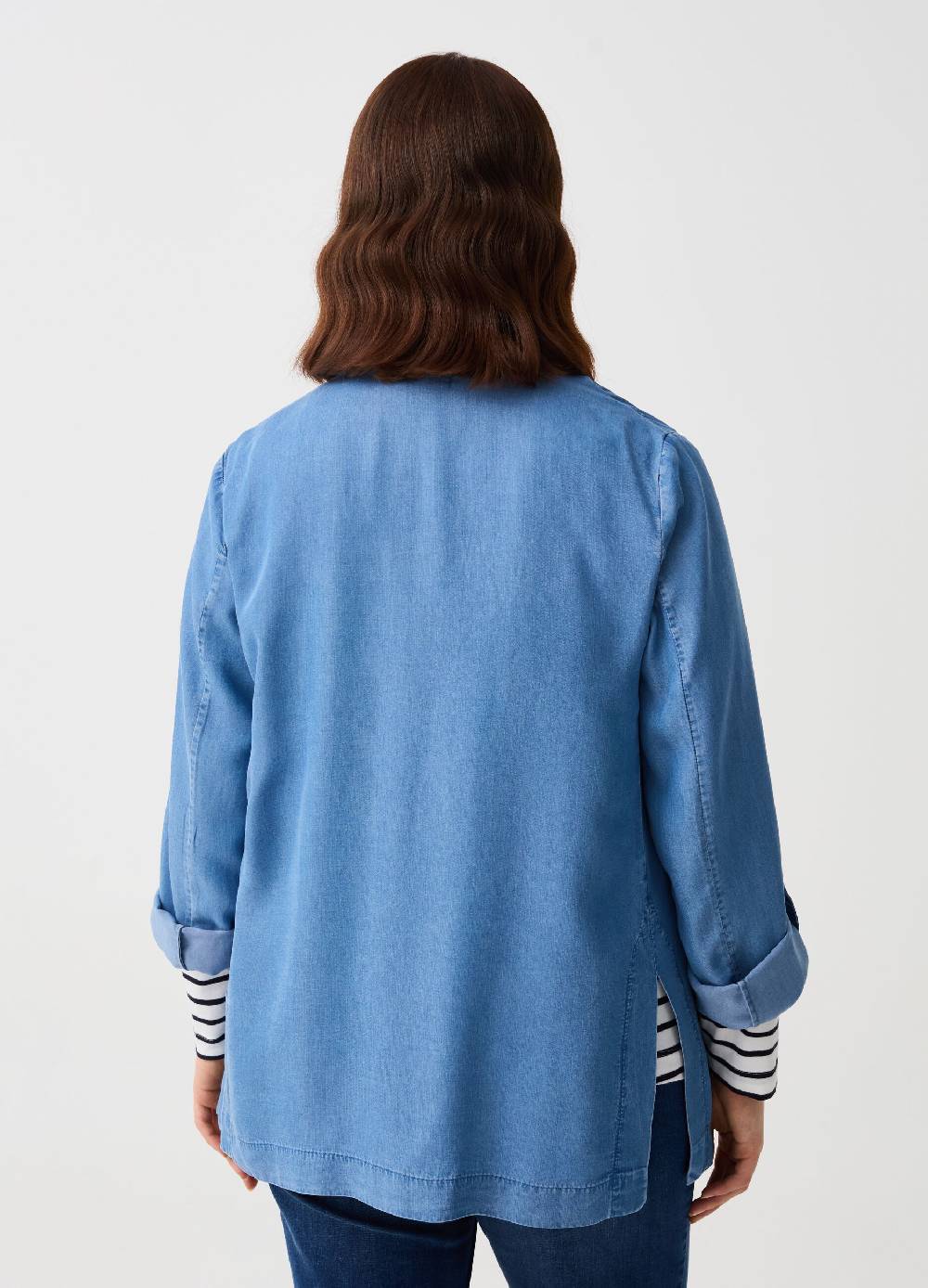 Ovs Blazer Fluido Aperto Effetto Denim Curvy