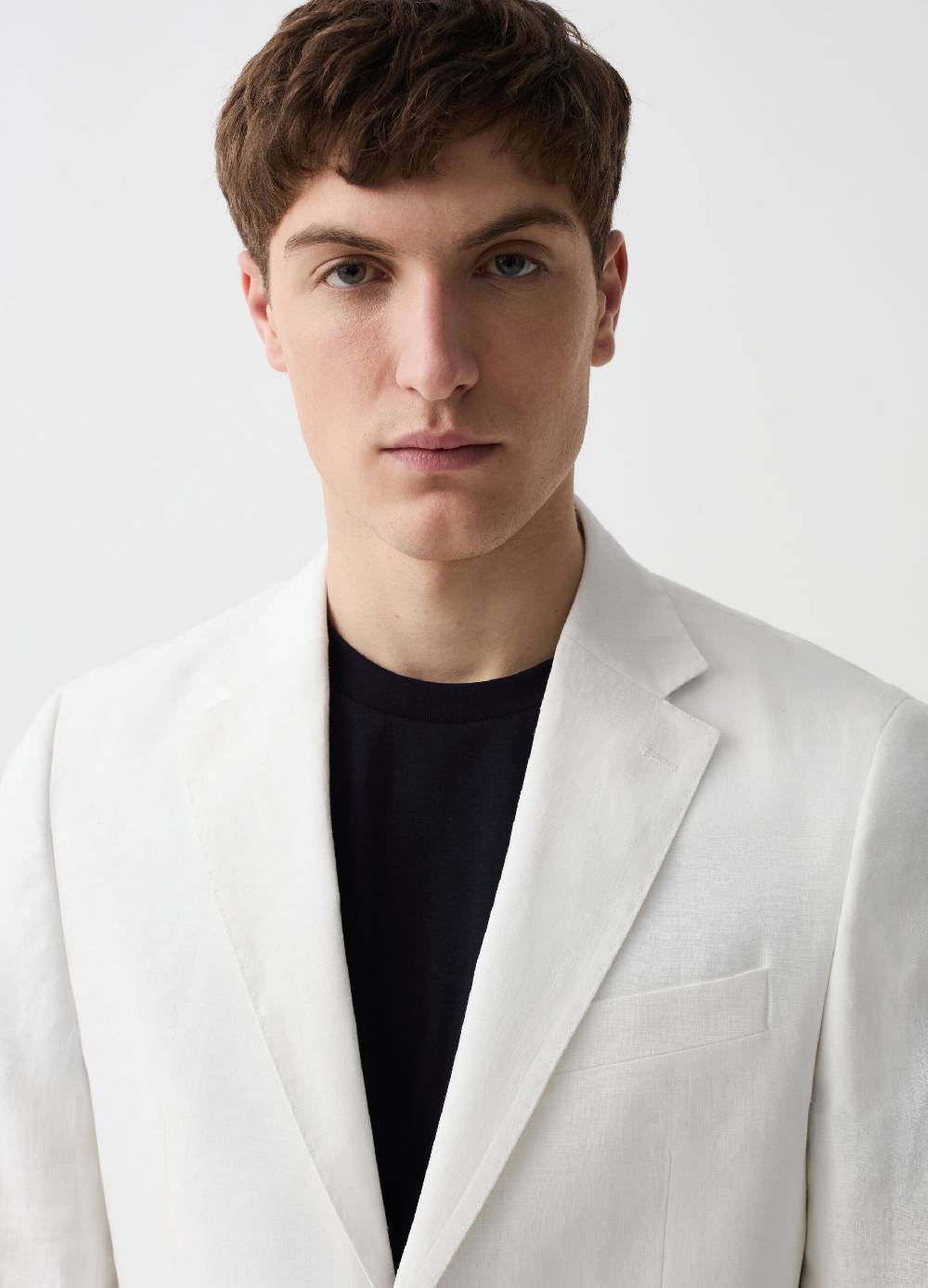 Ovs Blazer Monopetto Slim Fit In Lino Tinta Unita
