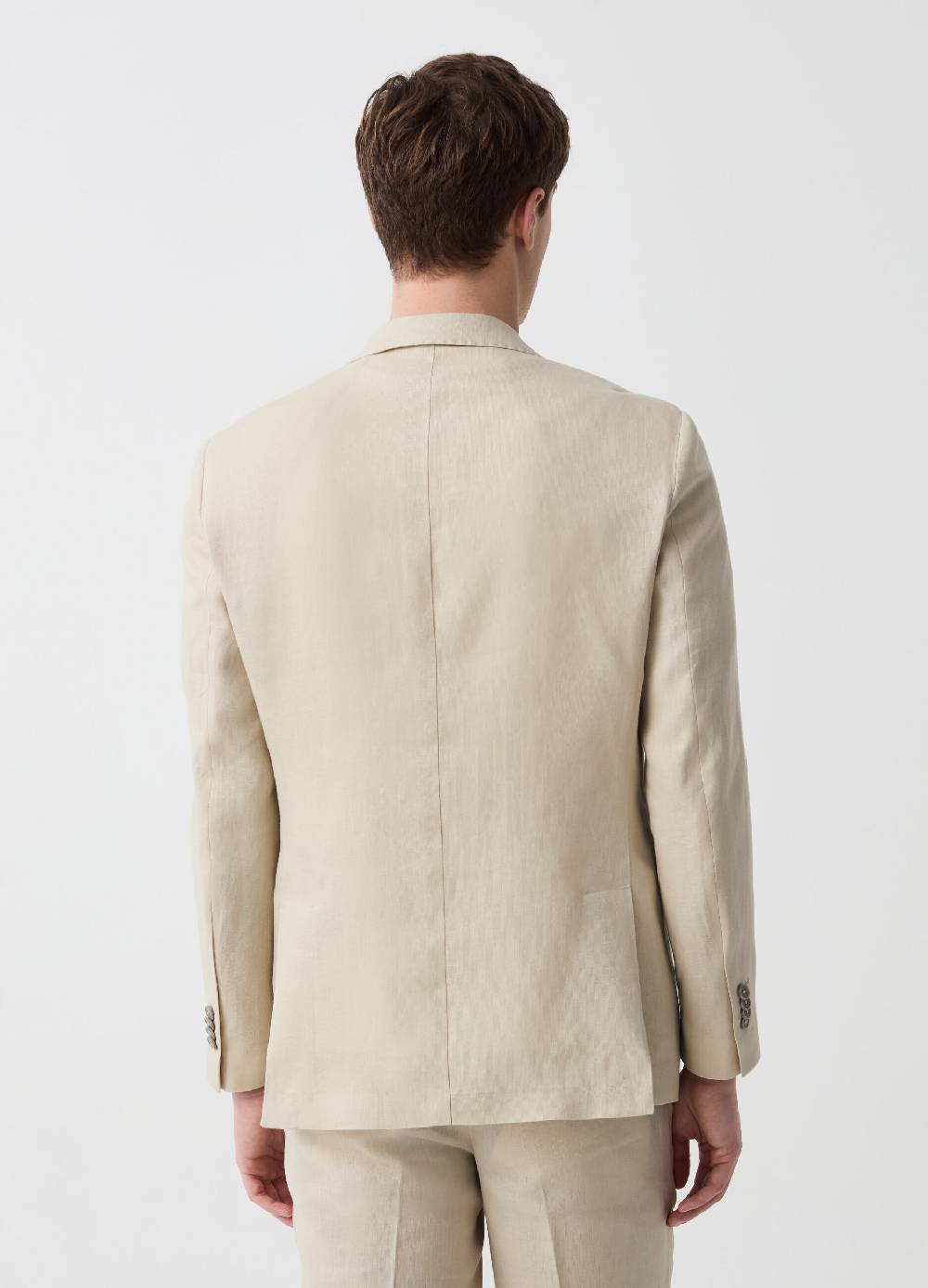 Ovs Blazer Monopetto Slim Fit In Lino Tinta Unita