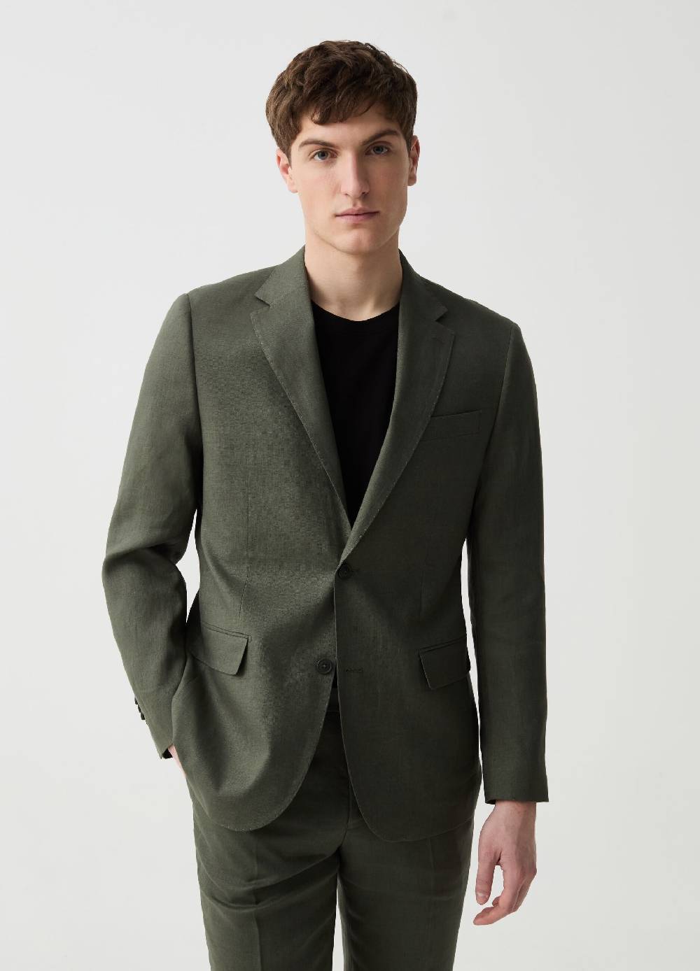 Ovs Blazer monopetto slim fit in lino tinta unita