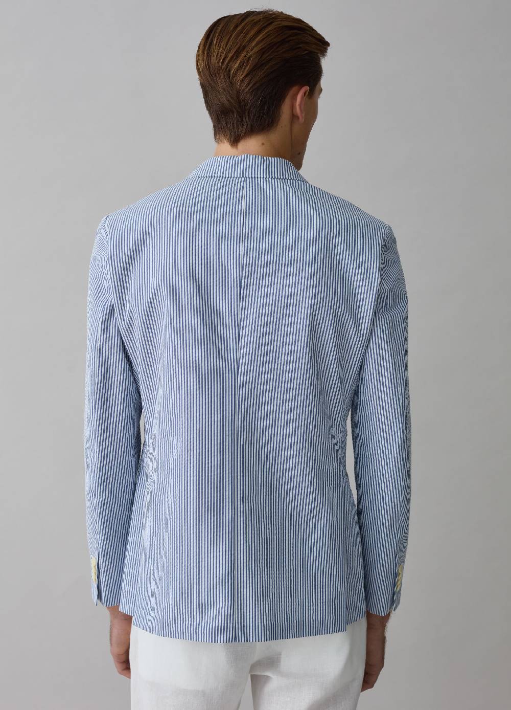 Ovs Blazer Slim Fit A Righe In Misto Cotone