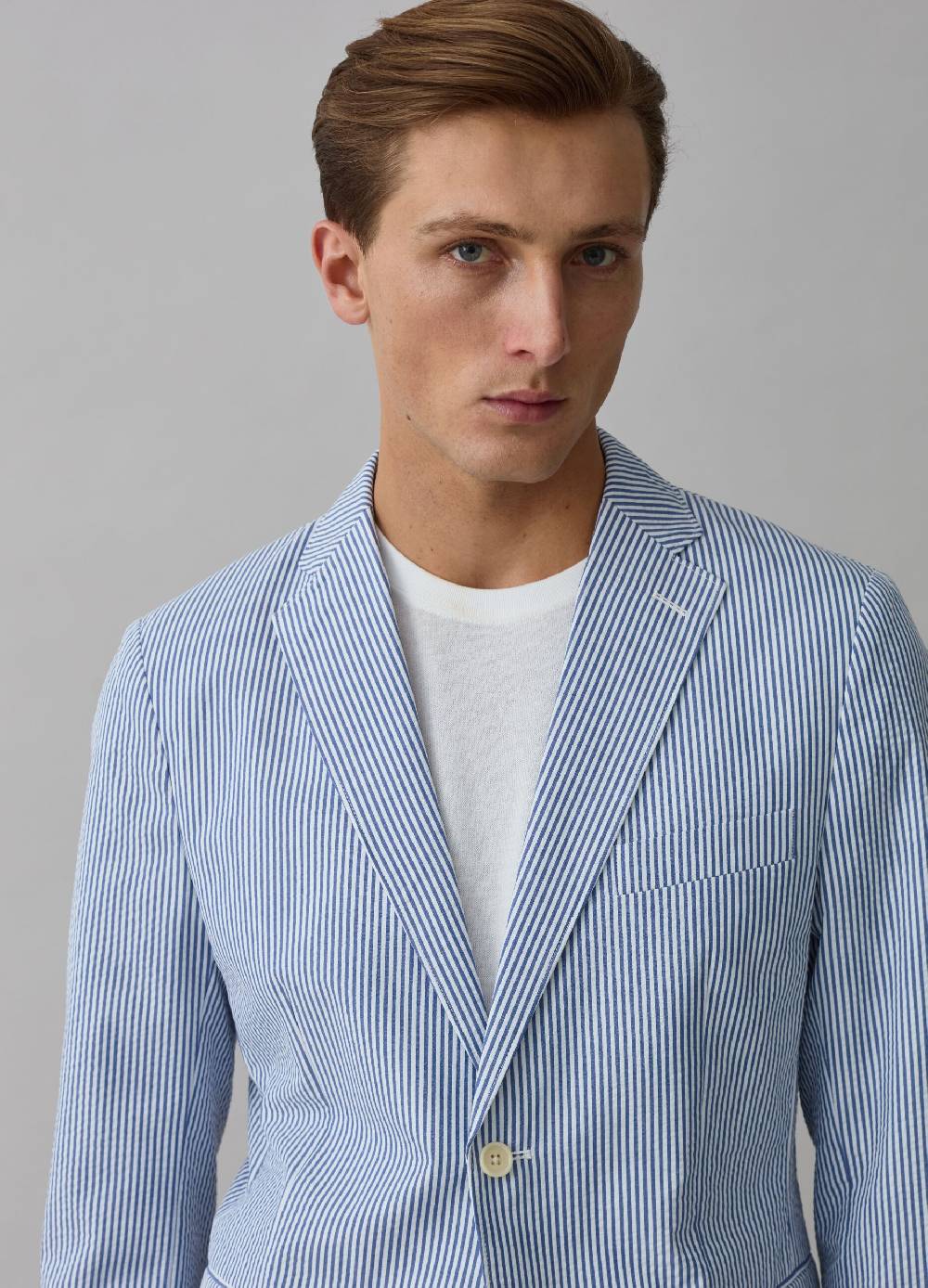 Ovs Blazer Slim Fit A Righe In Misto Cotone