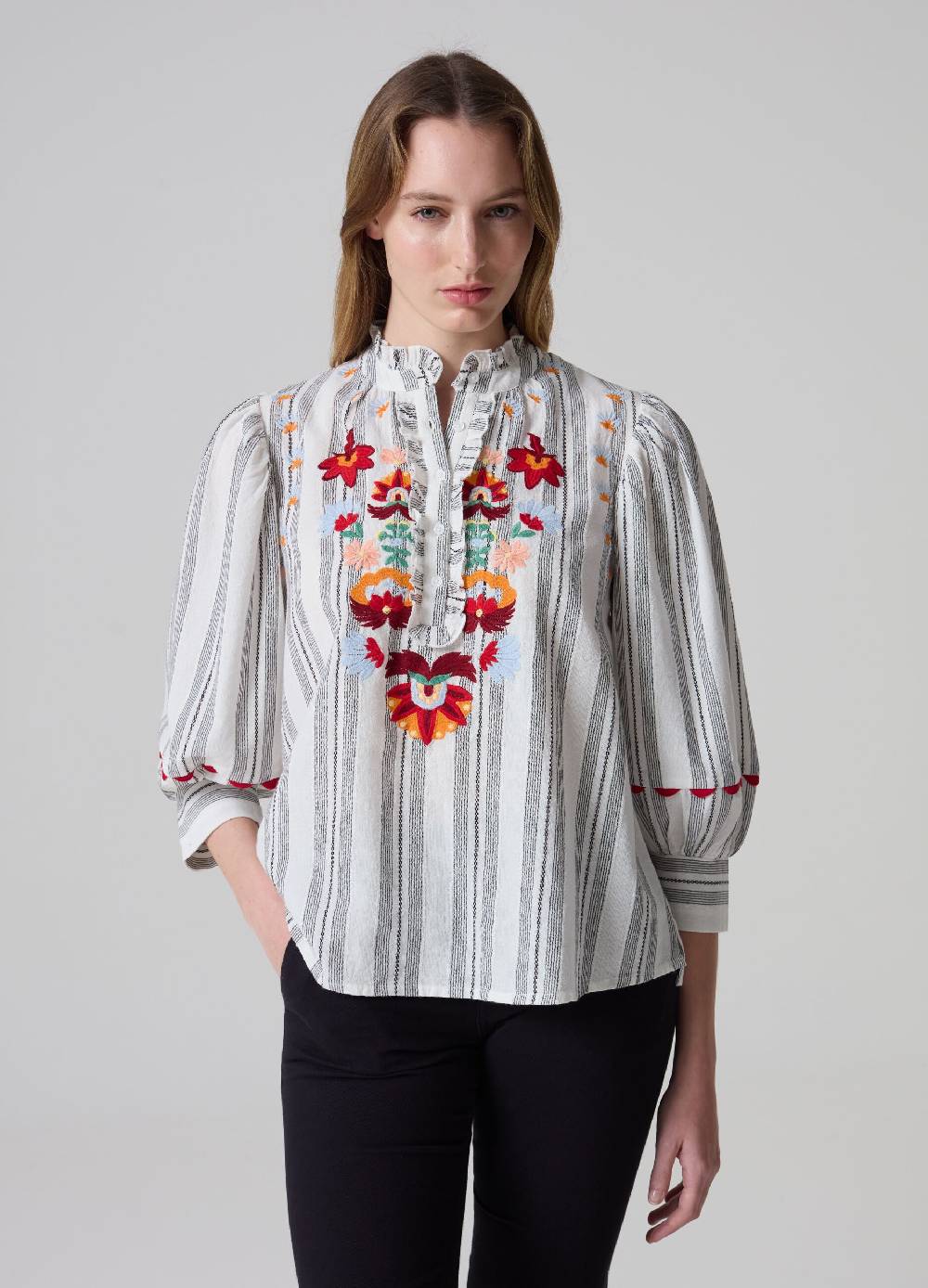 Ovs Blusa a righe con fiori ricamati