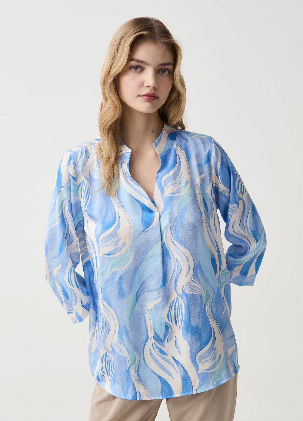 Ovs Blusa con apertura a V stampa acquerello