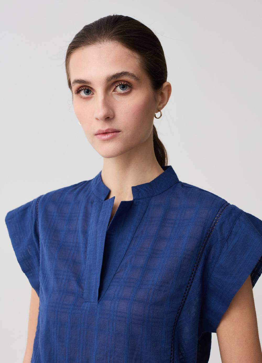 Ovs Blusa Con Disegno Check E Ricamo A Giorno