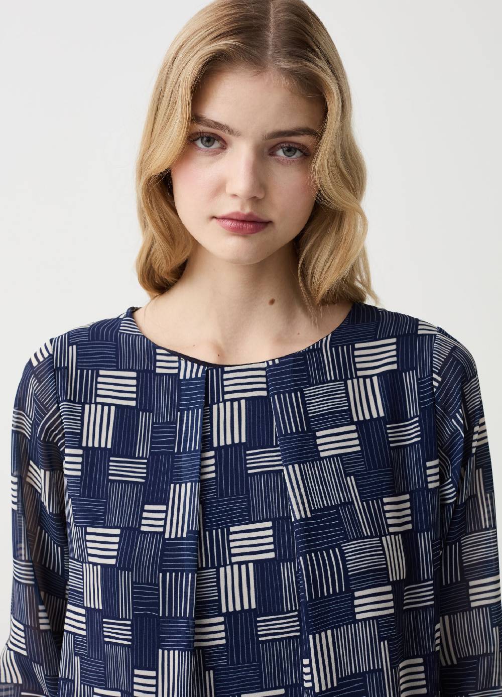 Ovs Blusa Con Fantasia A Quadri Intrecciati