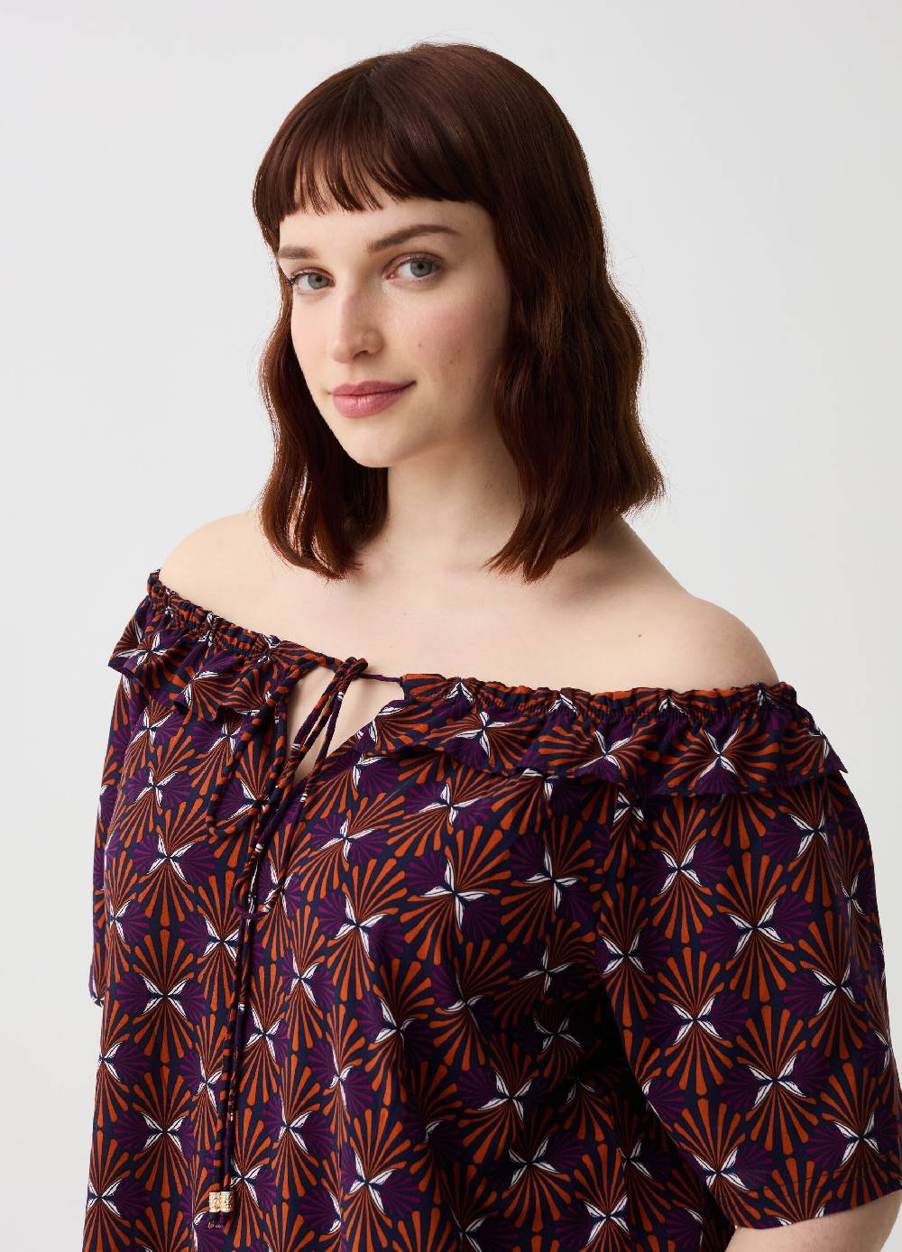 Ovs Blusa Con Fantasia E Spalle Scoperte Curvy