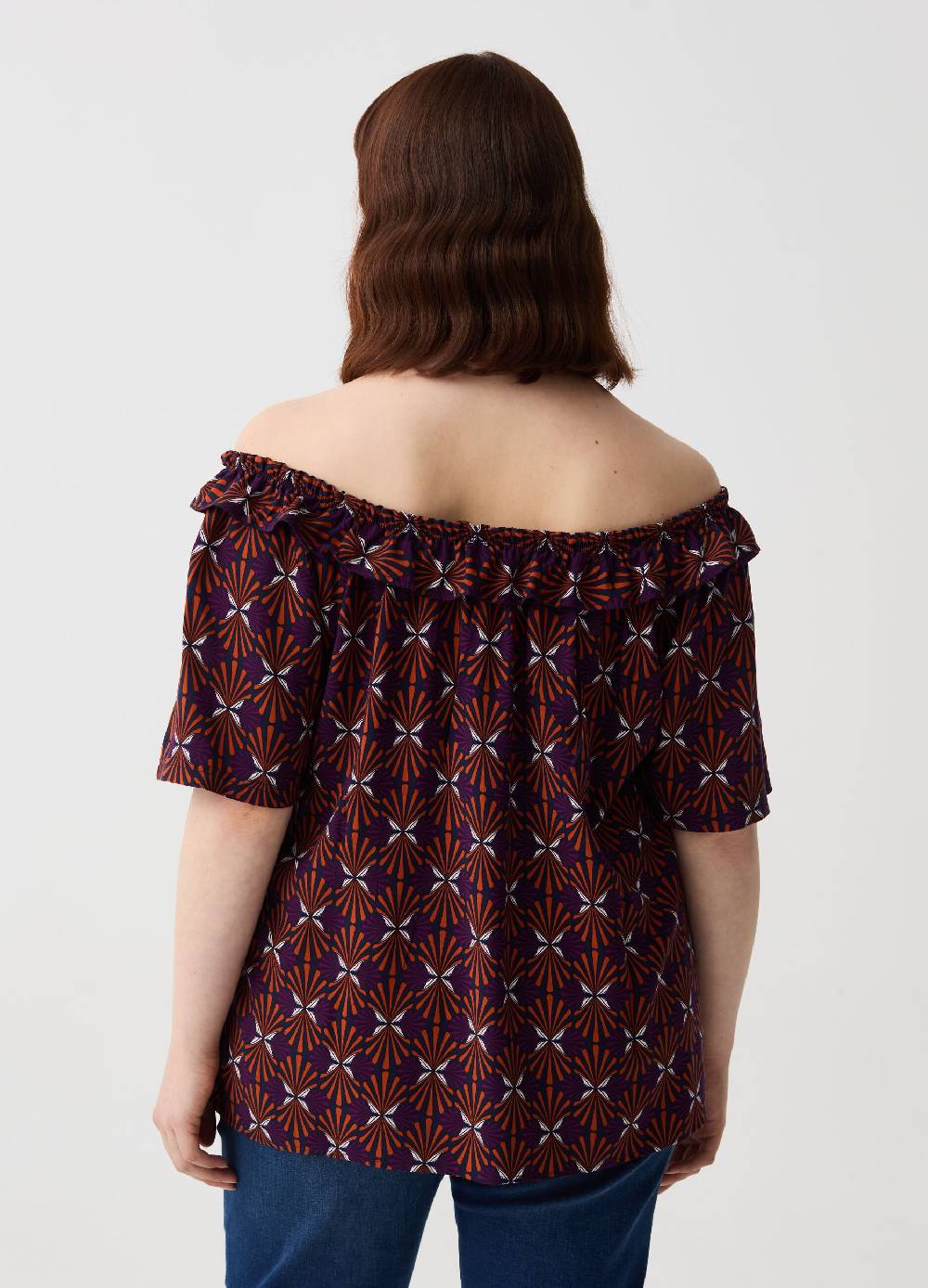 Ovs Blusa Con Fantasia E Spalle Scoperte Curvy