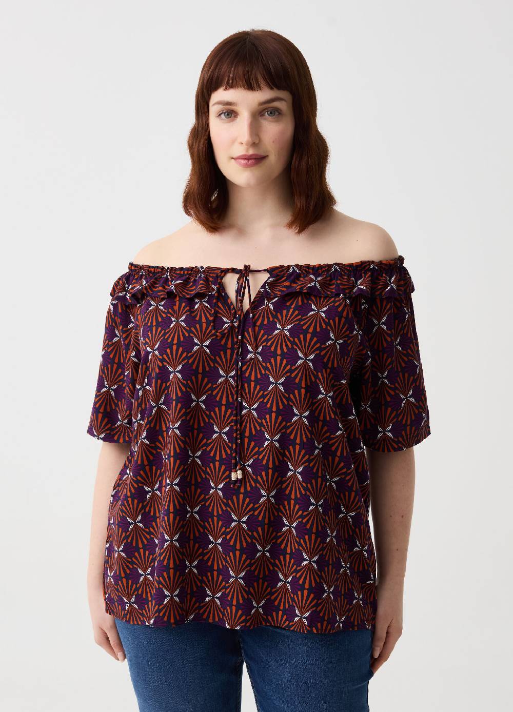 Ovs Blusa con fantasia e spalle scoperte Curvy