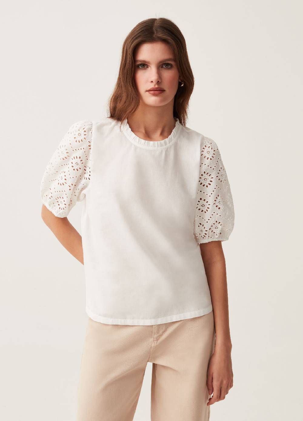 Ovs Blusa con maniche in sangallo