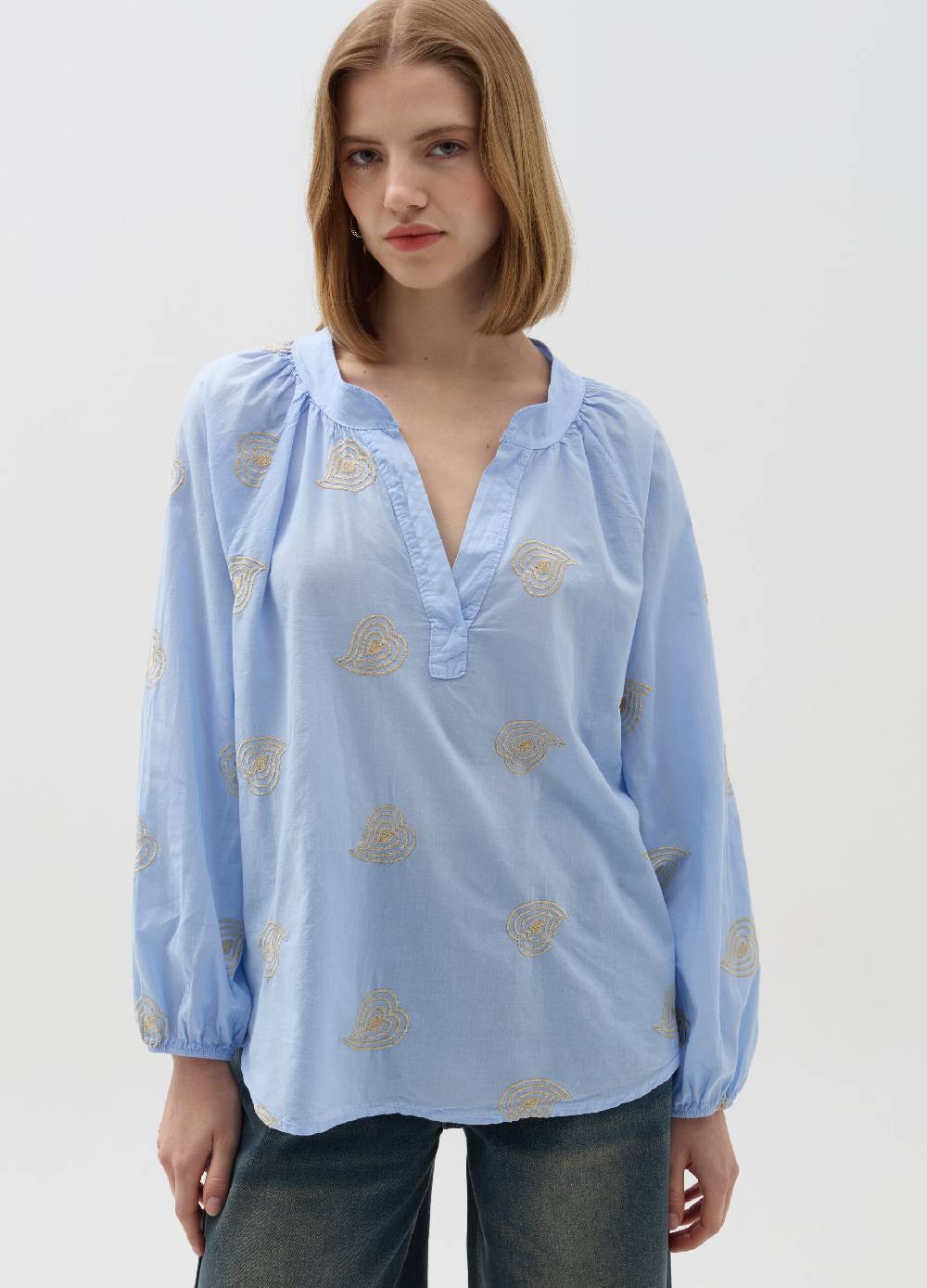 Ovs Blusa con ricamo foliage in lurex