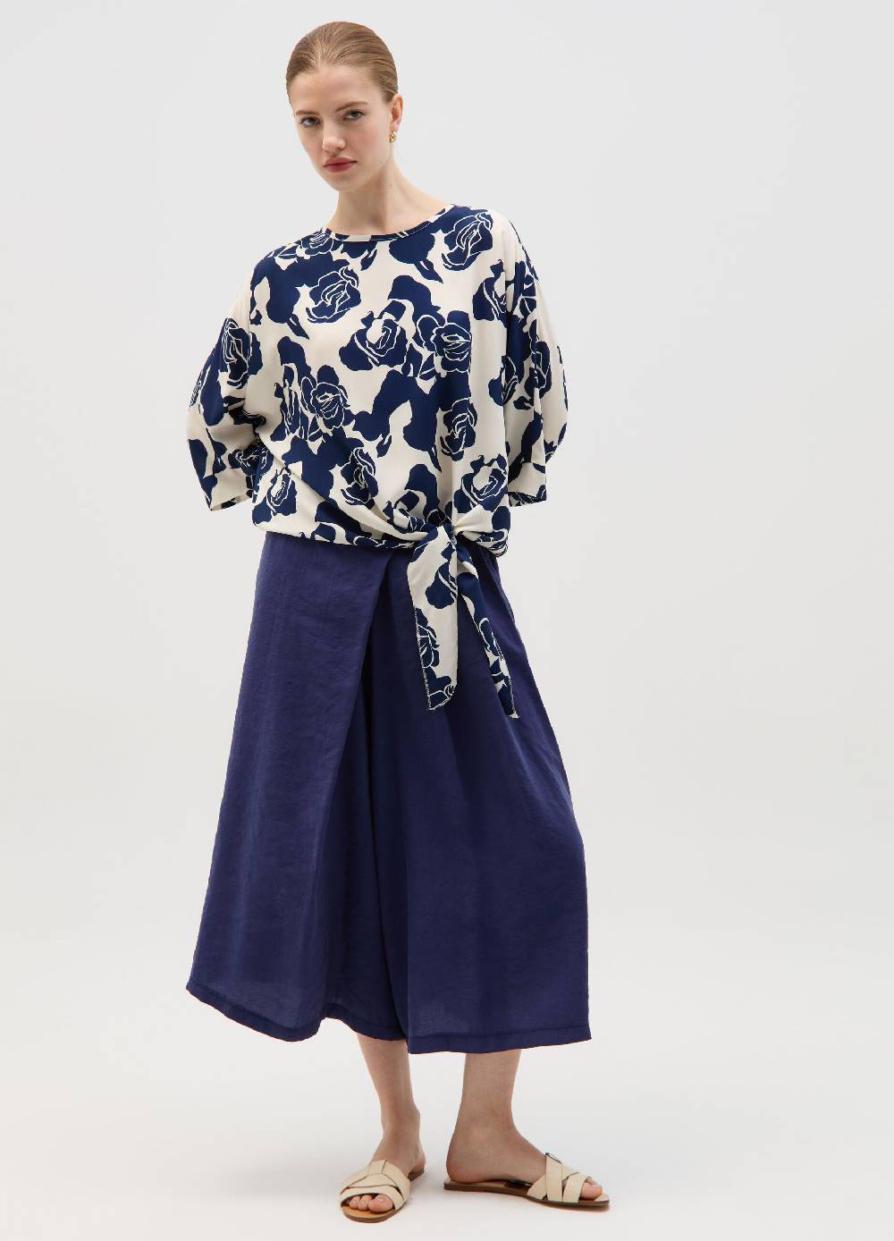 Ovs Blusa con stampa rose e nodo