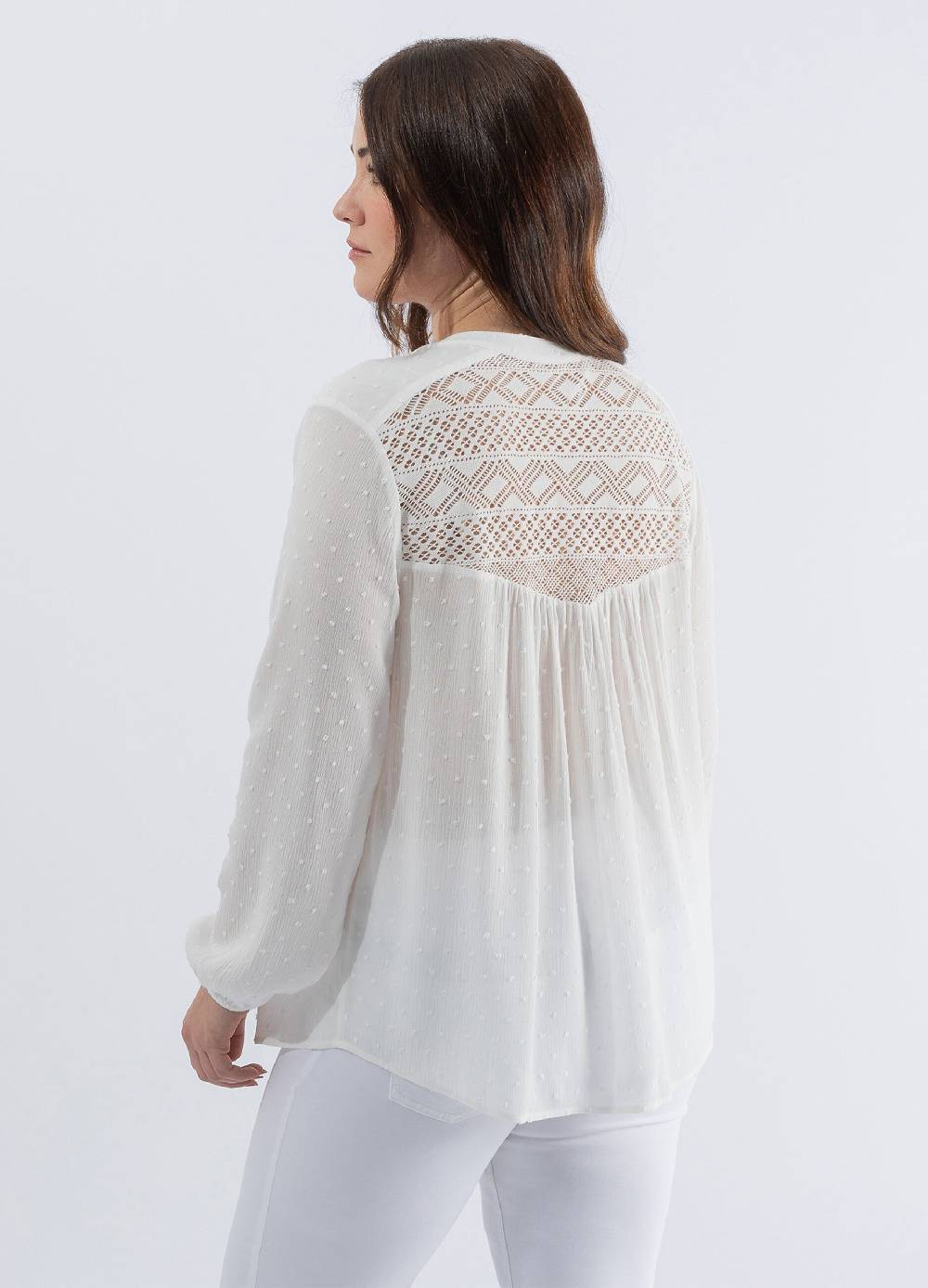 Ovs Blusa Dobby Con Inserto Crochet Curvy