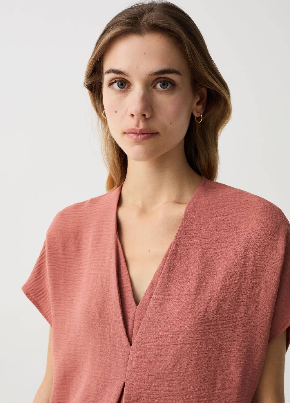 Ovs Blusa Effetto Crinkle Con Scollo A V