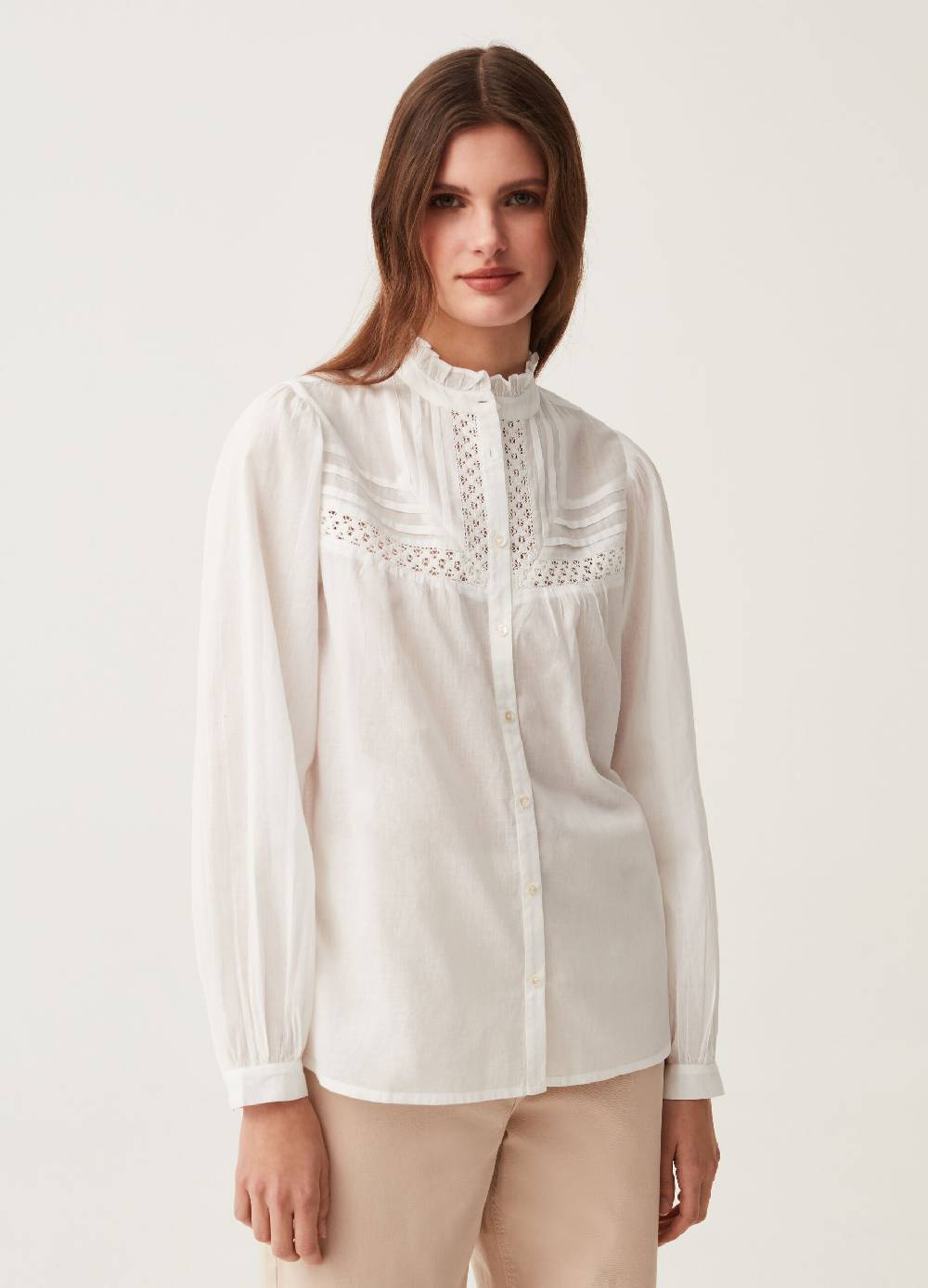 Ovs Blusa In Cotone Con Inserto Crochet