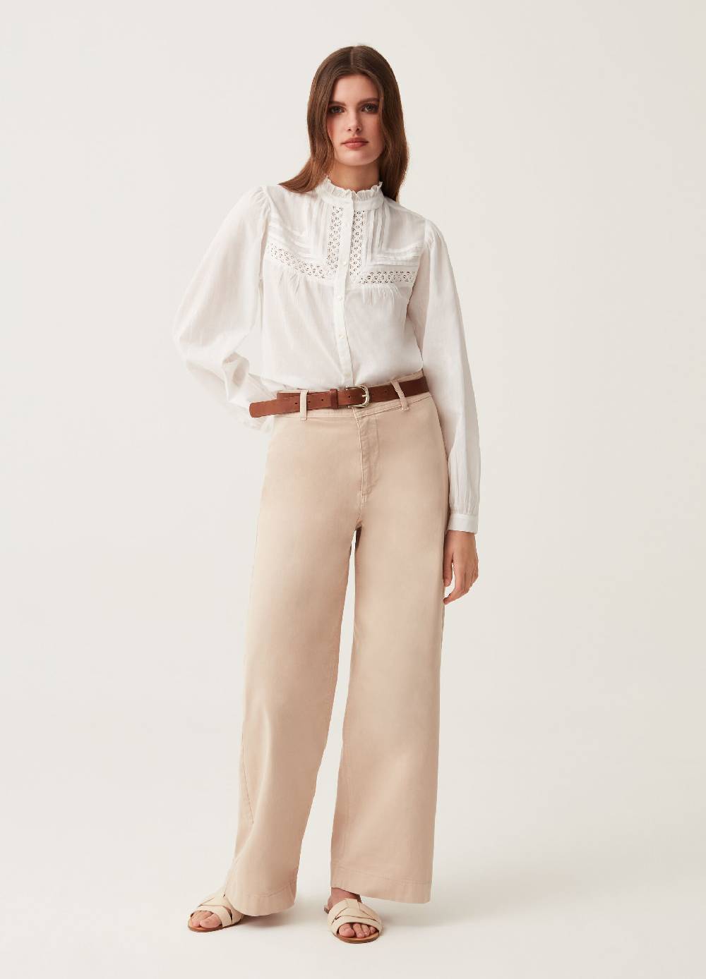 Ovs Blusa in cotone con inserto crochet