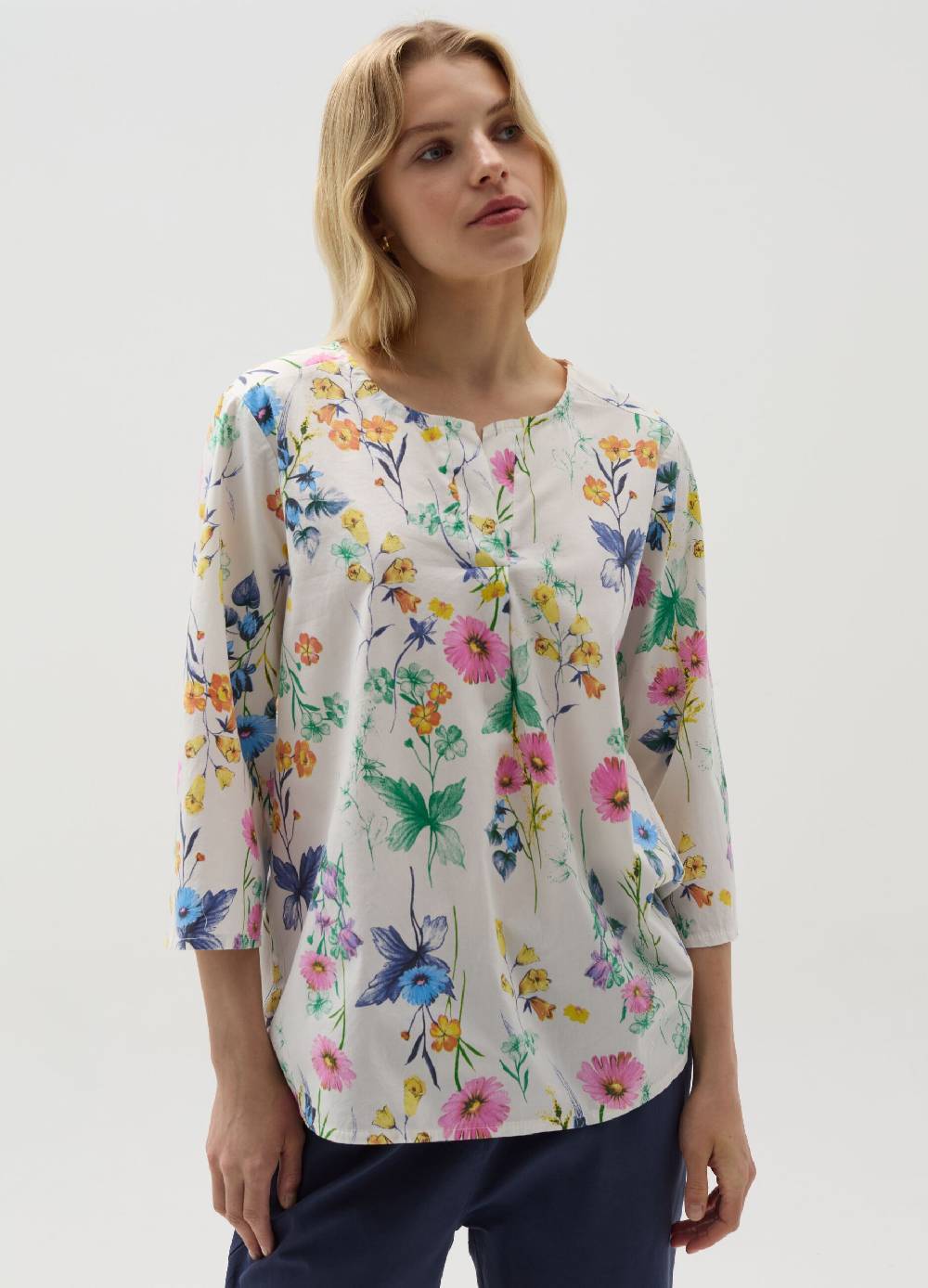 Ovs Blusa In Cotone Stretch Floreale