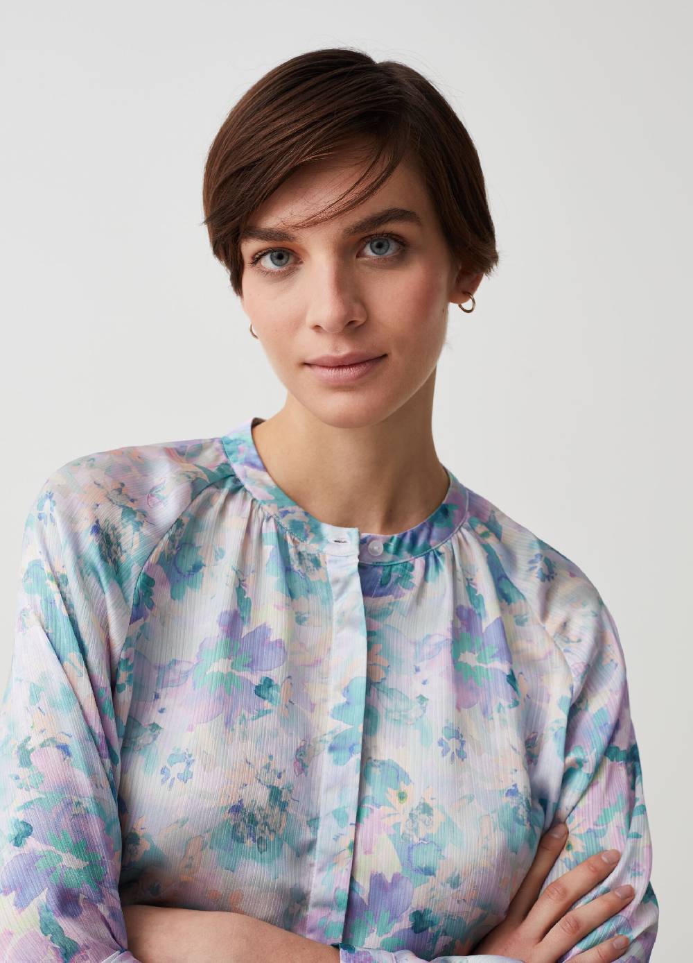 Ovs Blusa In Crêpe Con Disegno Floreale Jacquard