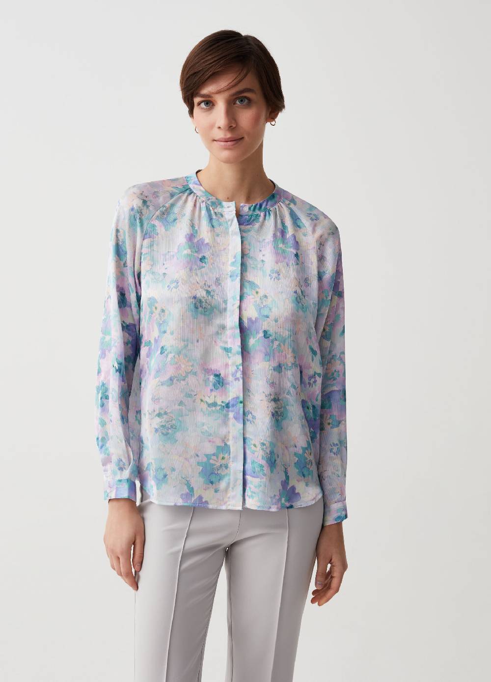 Ovs Blusa in crêpe con disegno floreale jacquard