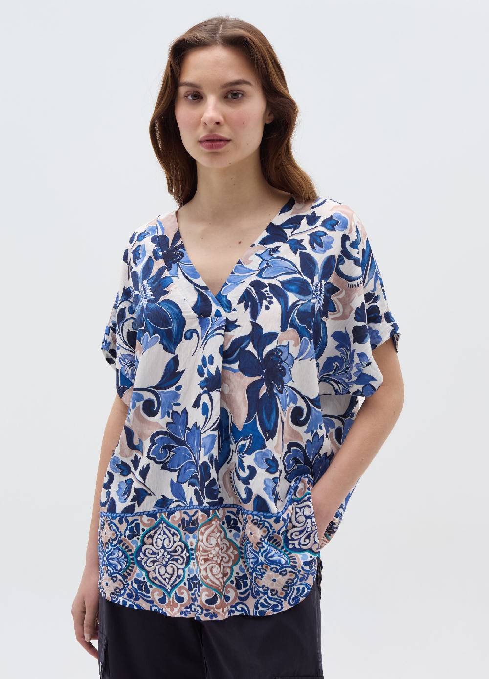 Ovs Blusa in crêpe floreale scollo a V