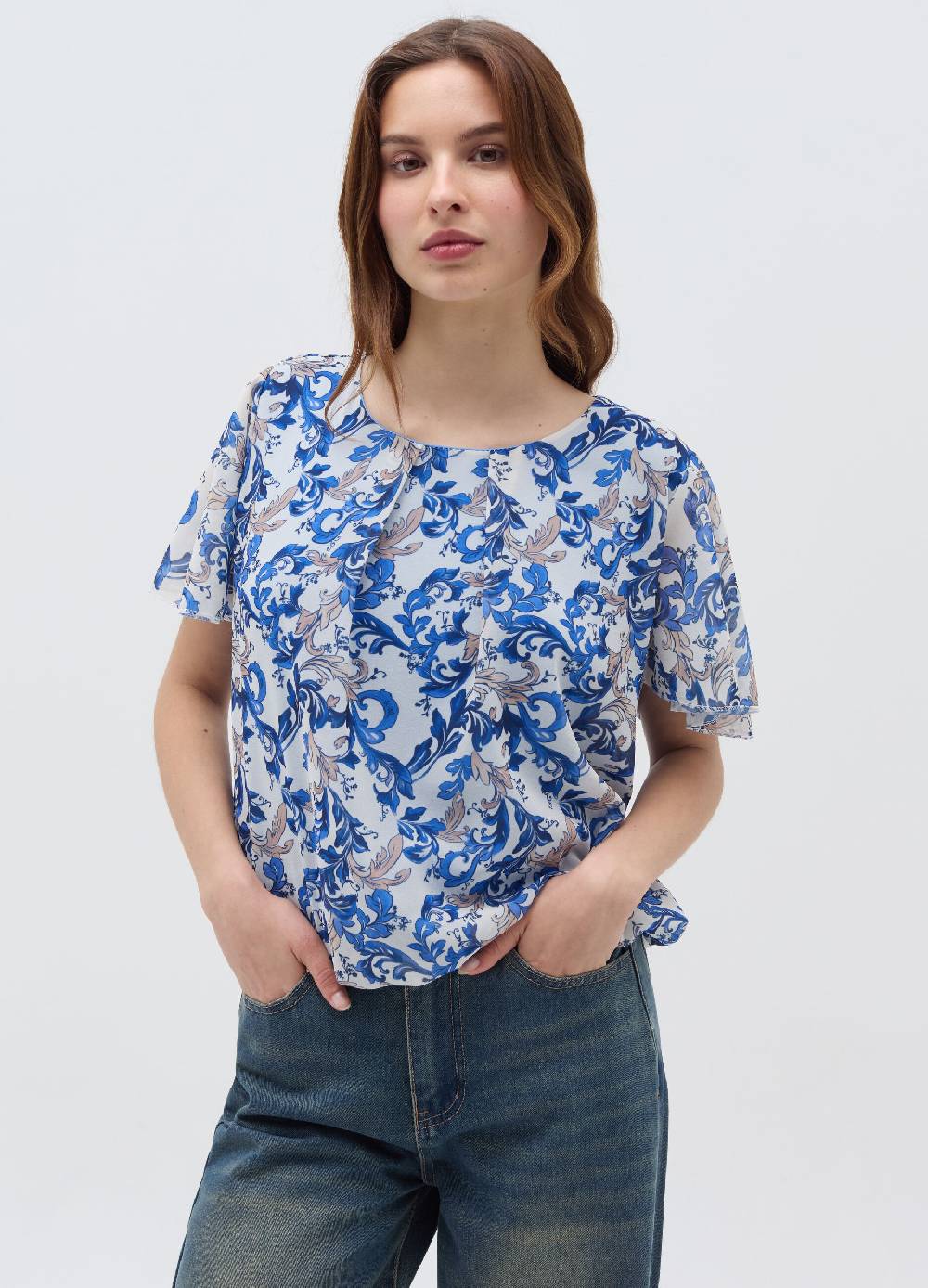 Ovs Blusa In Fantasia Con Maniche Ad Aletta