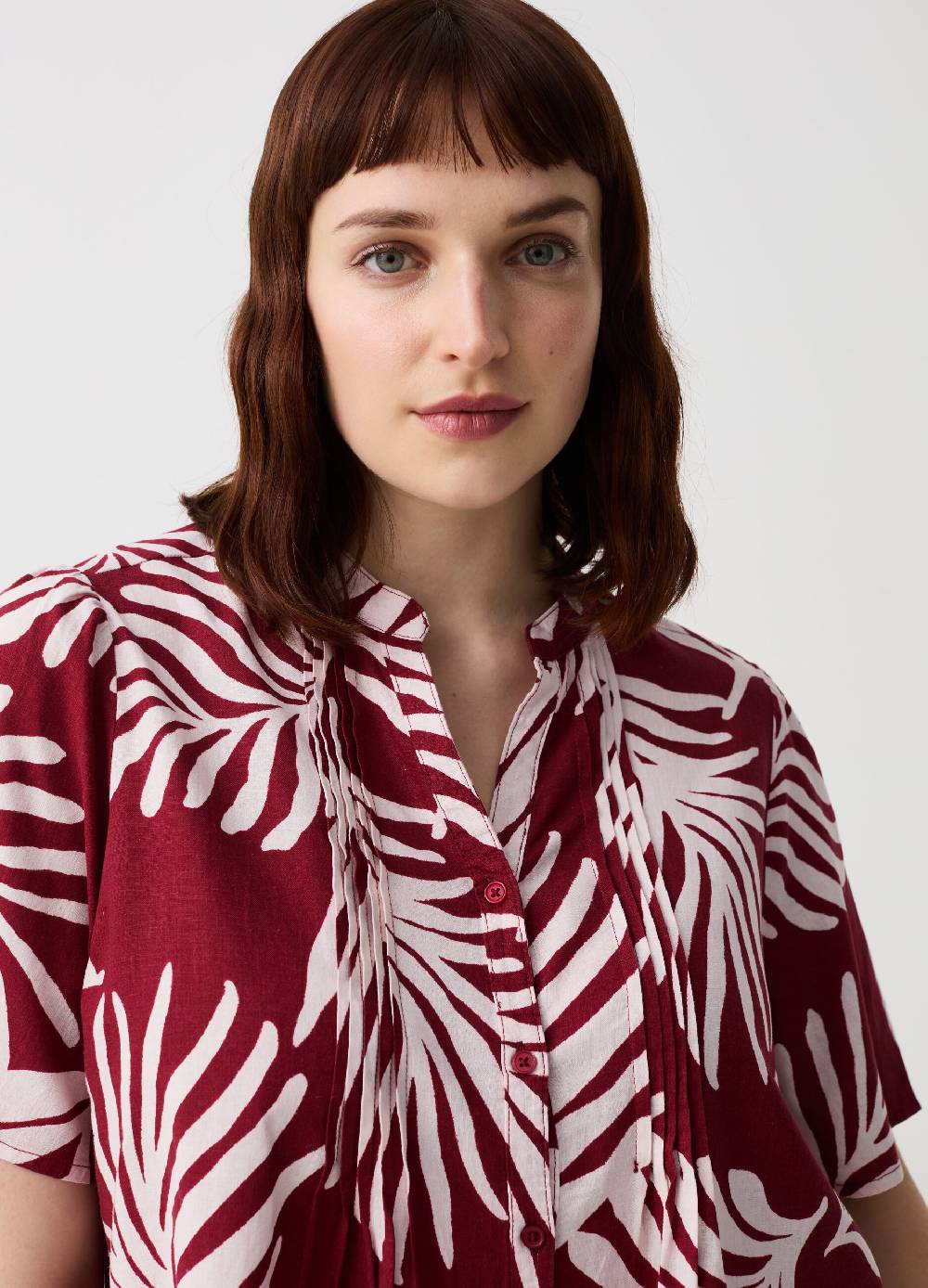 Ovs Blusa In Lino E Viscosa Con Bottoni Curvy