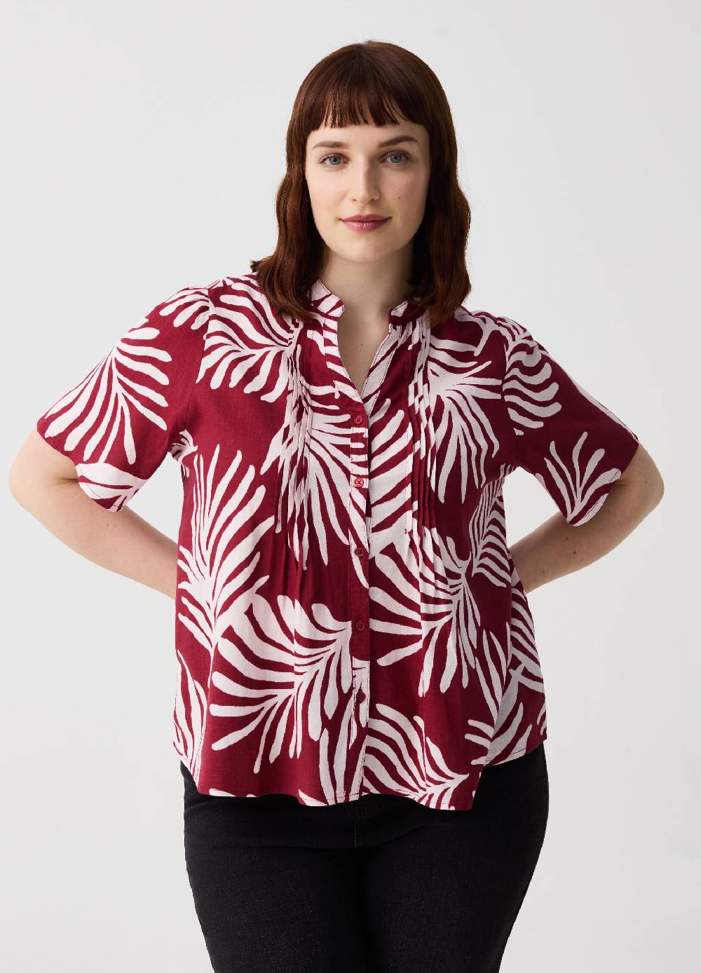 Ovs Blusa in lino e viscosa con bottoni Curvy
