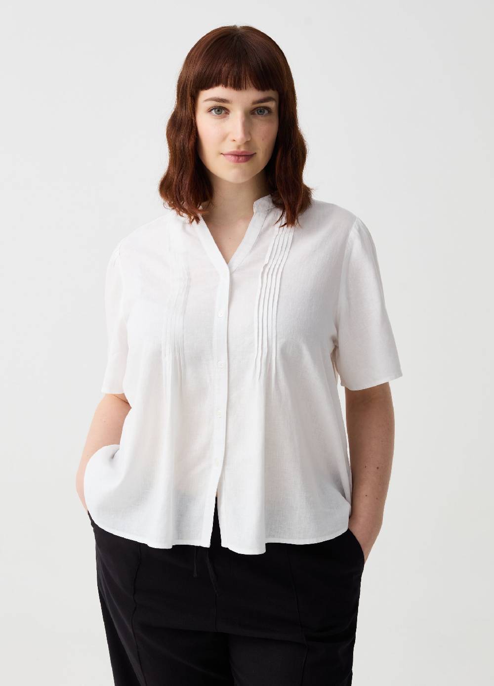 Ovs Blusa in lino e viscosa con bottoni Curvy