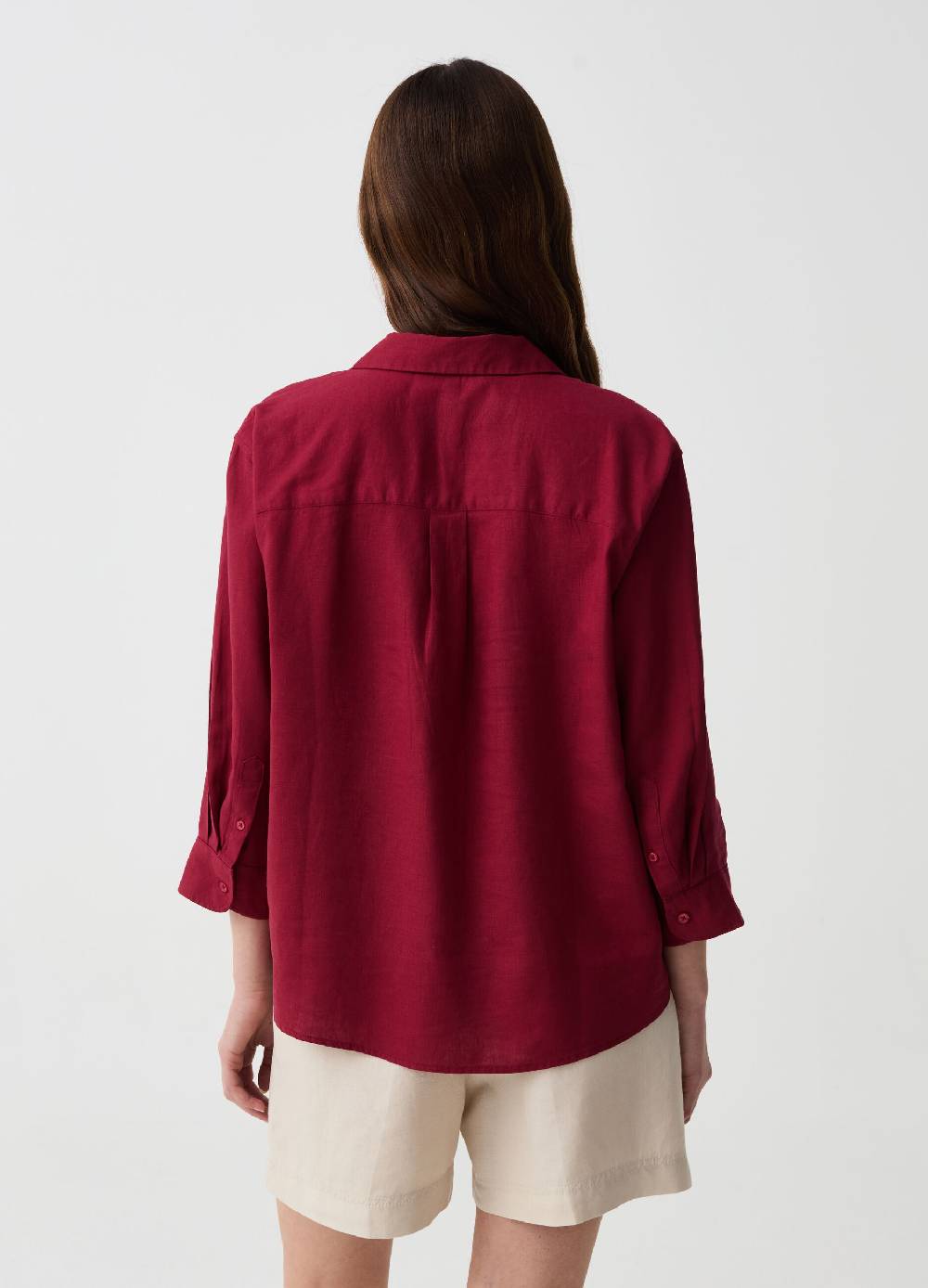 Ovs Blusa In Lino E Viscosa Scollo A Polo