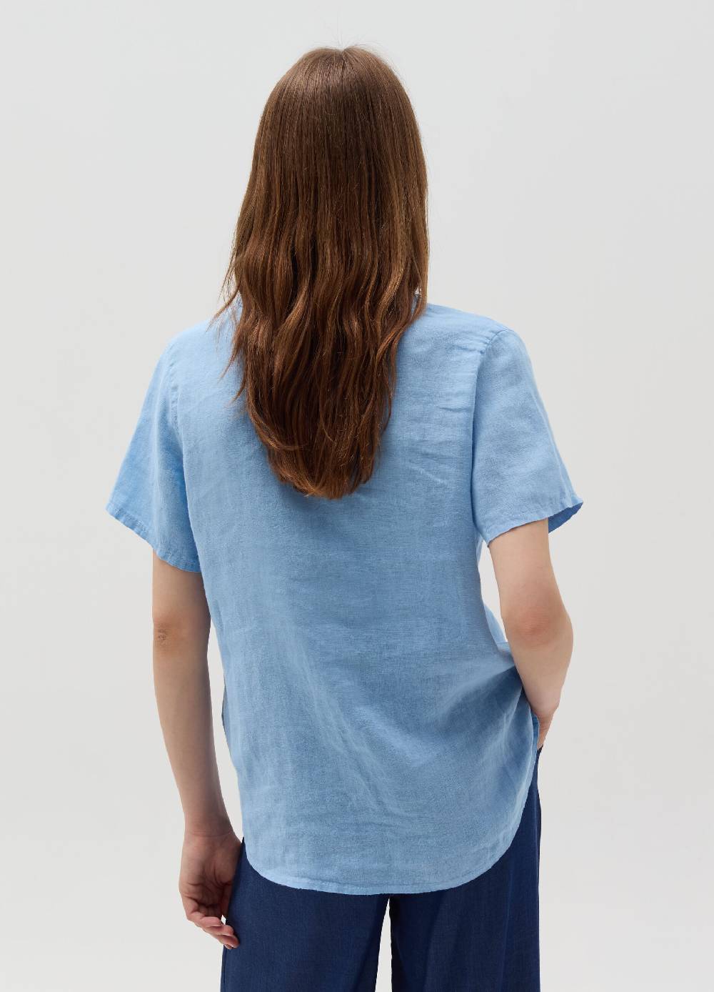 Ovs Blusa In Lino Scollo A V Con Rouche