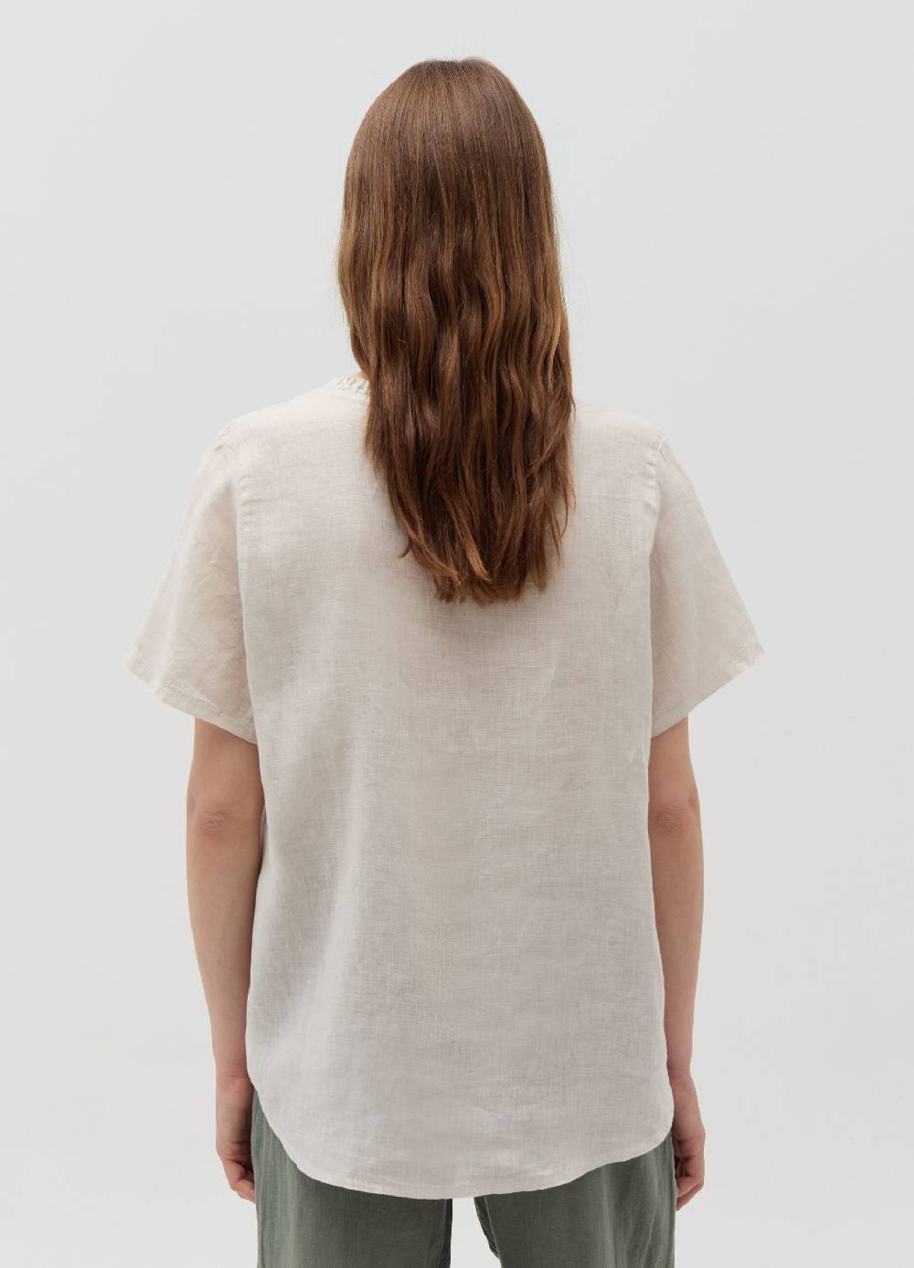 Ovs Blusa In Lino Scollo A V Con Rouche