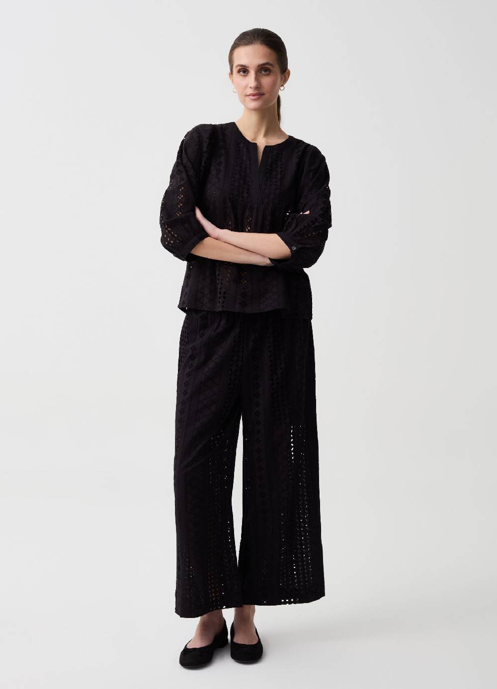 Ovs Blusa In Pizzo Sangallo Maniche A Tre Quarti