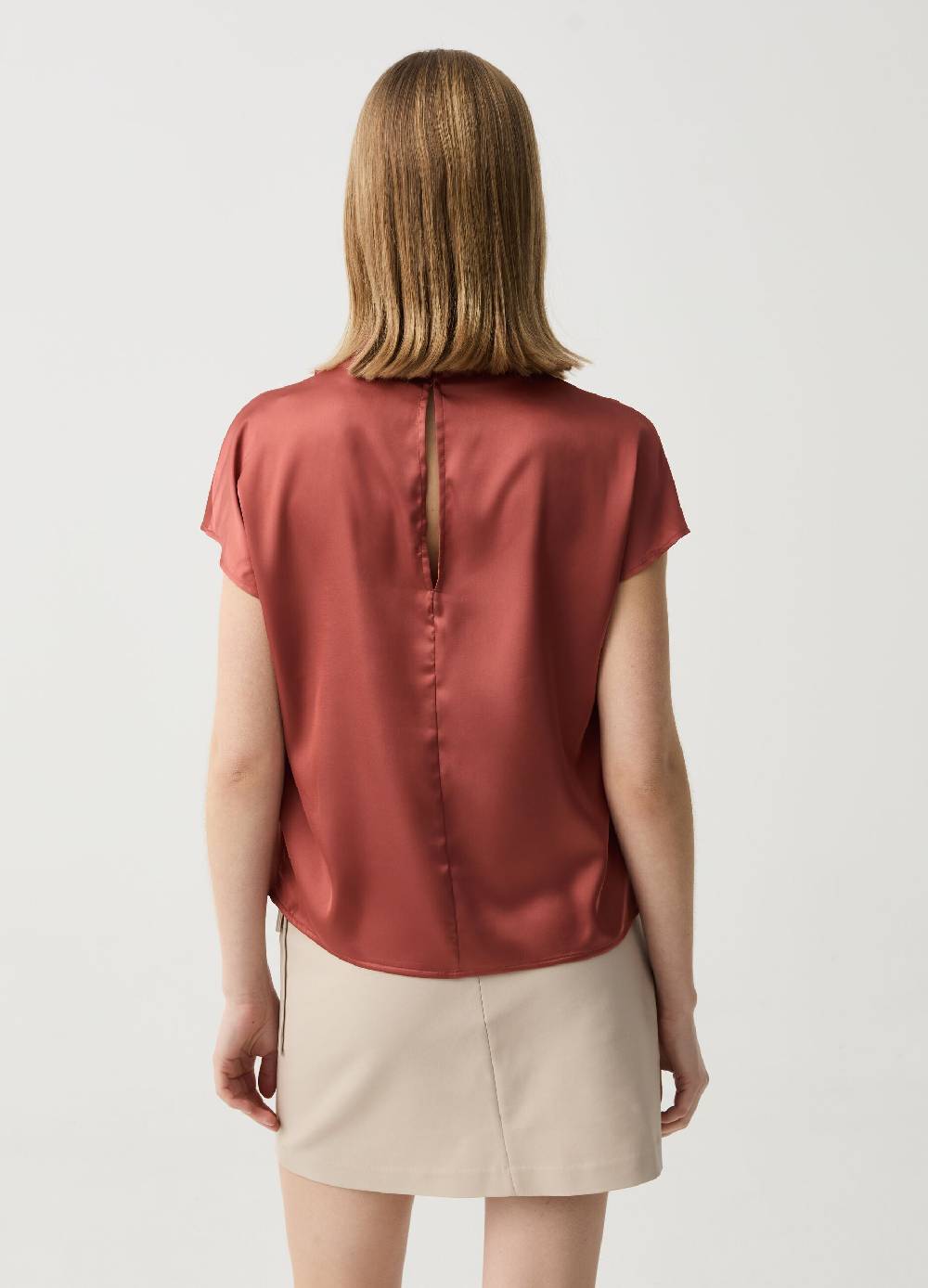 Ovs Blusa In Satin Collo Alto Con Drappeggio