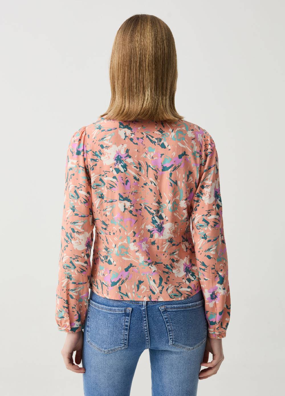 Ovs Blusa In Viscosa Con Fantasia Scollo A V