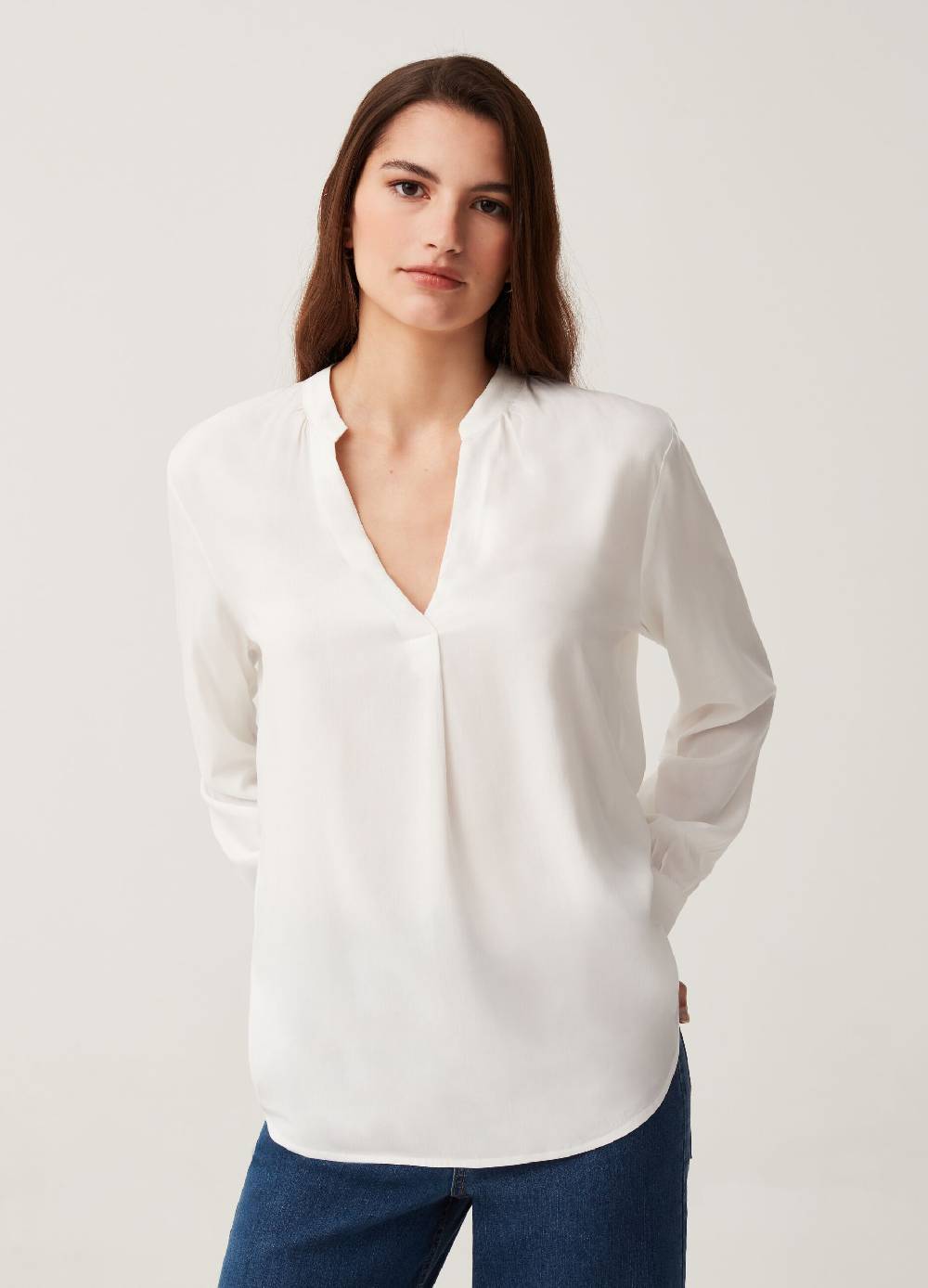 Ovs Blusa In Viscosa Sostenibile Con Scollo A V
