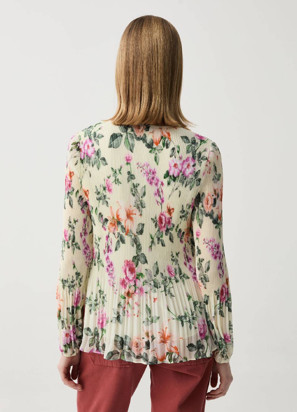 Ovs Blusa Plisse Con Stampa Floreale
