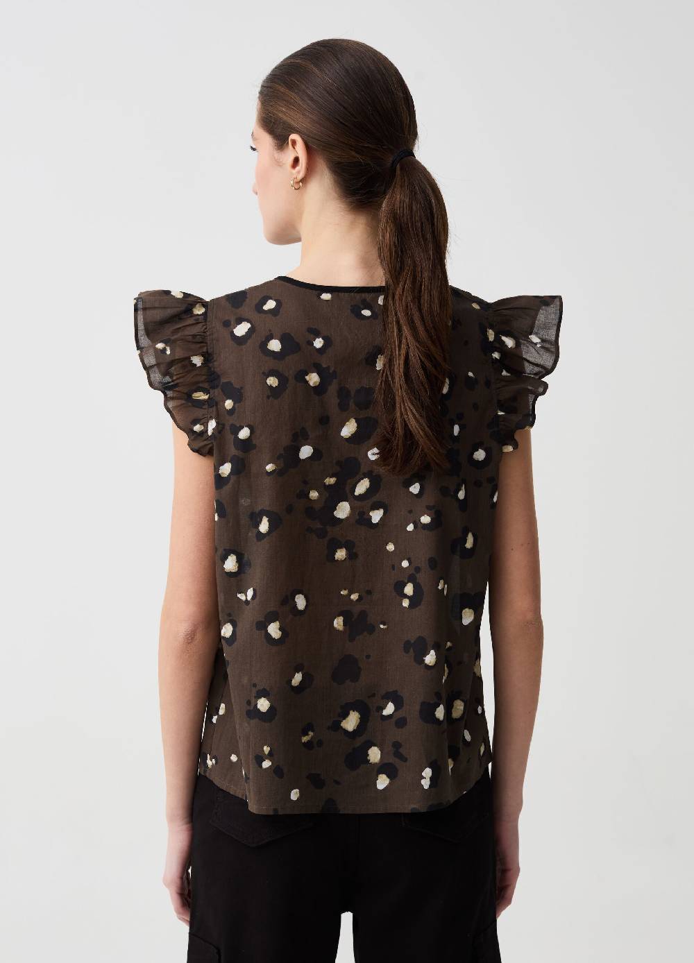 Ovs Blusa Stampata In Voile Con Volant