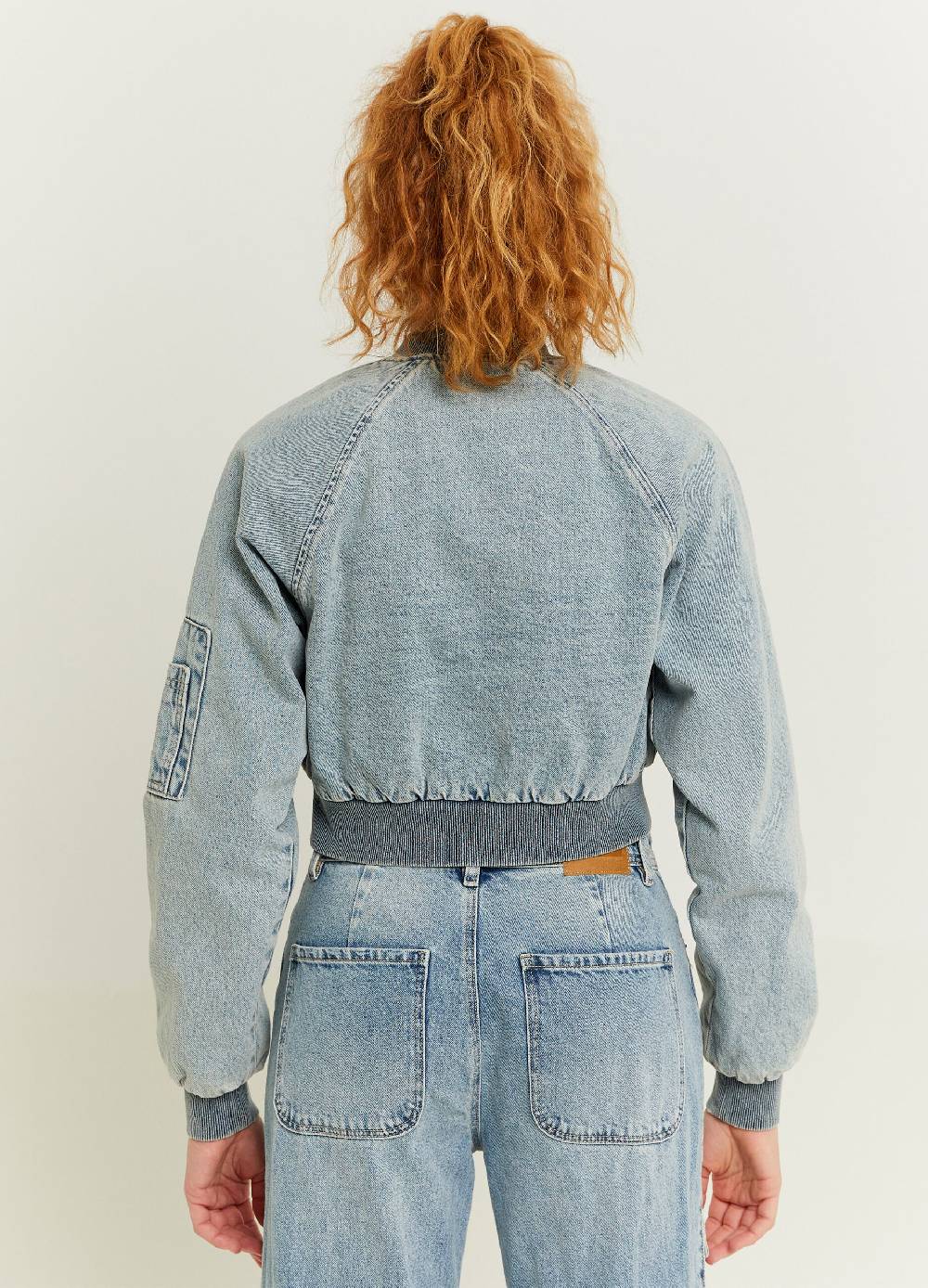 Ovs Bomber Cropped In Denim Acid Wash