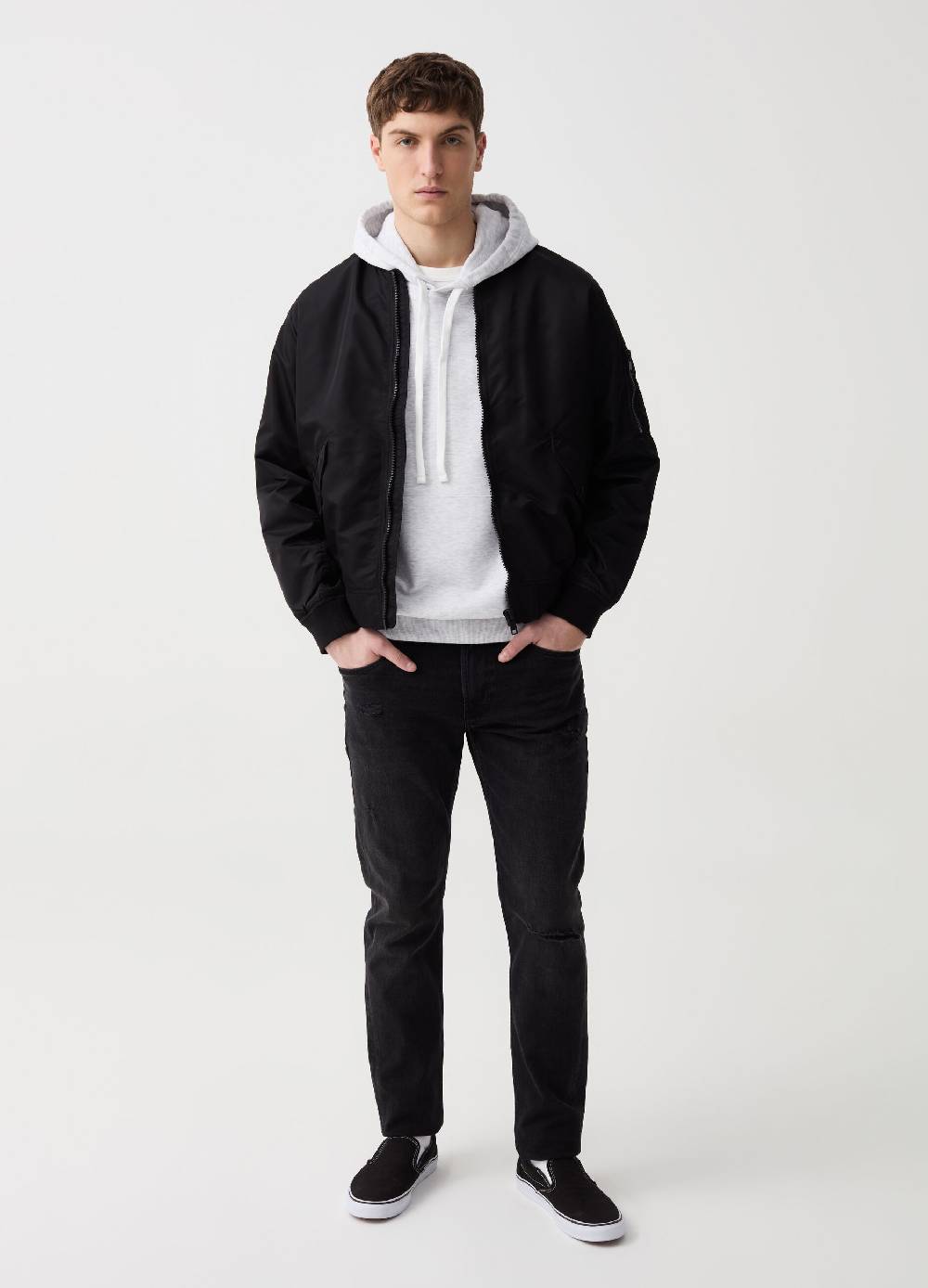 Ovs Bomber tinta unita full-zip