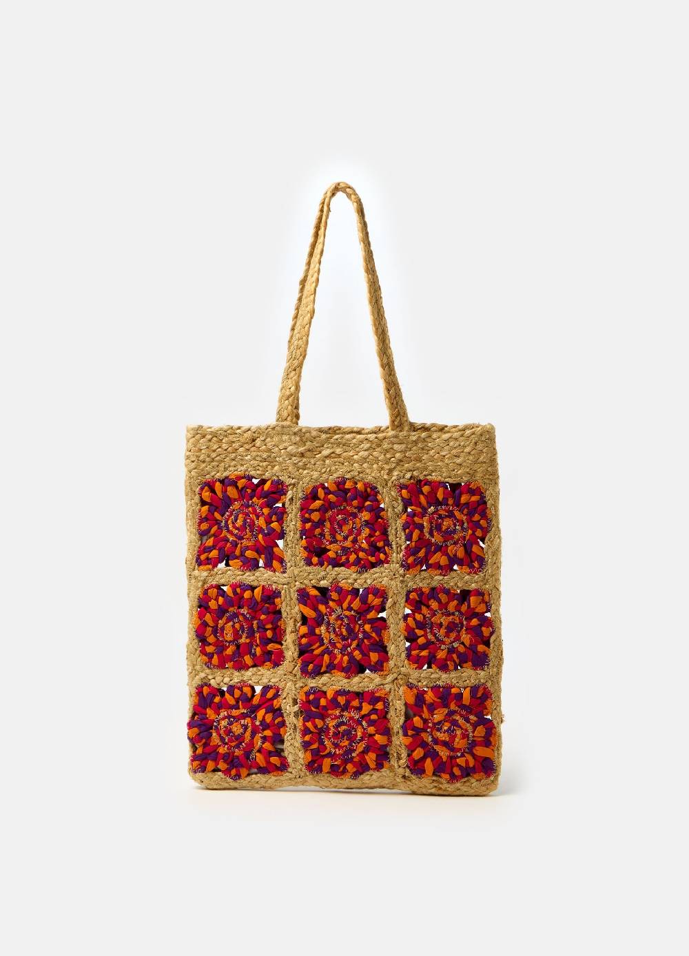 Ovs Borsa in paglia con inserti in tessuto