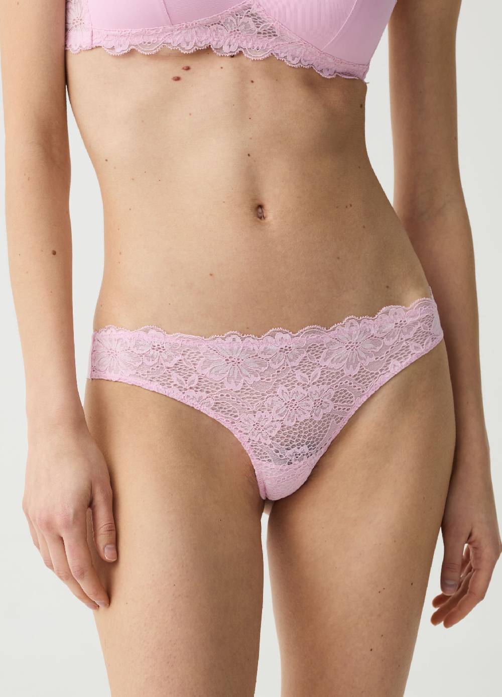 Ovs Brasiliano In Microfibra Con Fronte In Pizzo