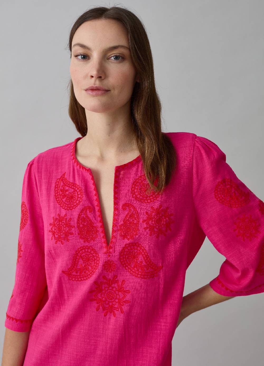 Ovs Caftano Lungo Copri Costume Ricami Paisley