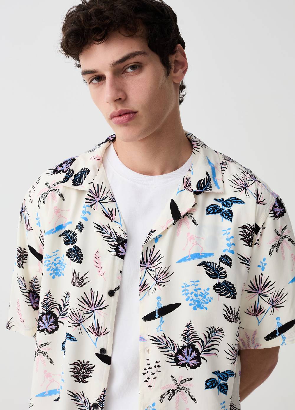 Ovs Camicia a maniche corte con stampa foliage