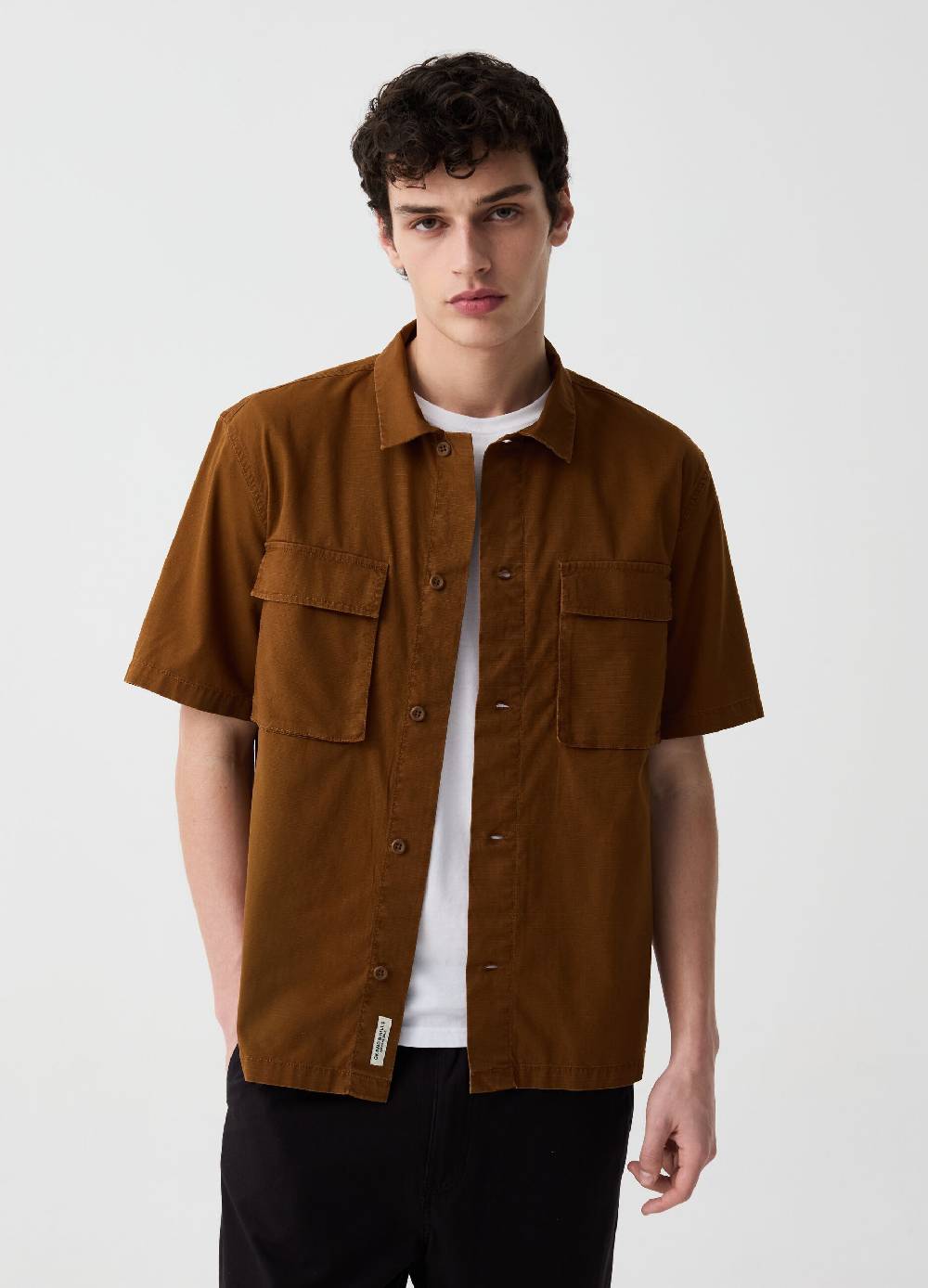 Ovs Camicia A Maniche Corte Con Trama Ripstop