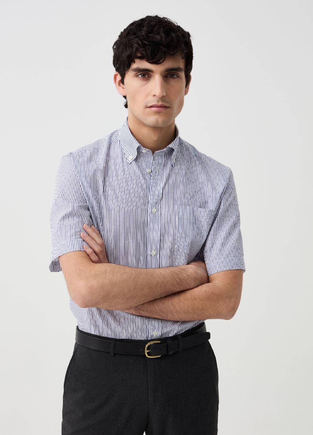 Ovs Camicia A Maniche Corte Fantasia Righe Sottili
